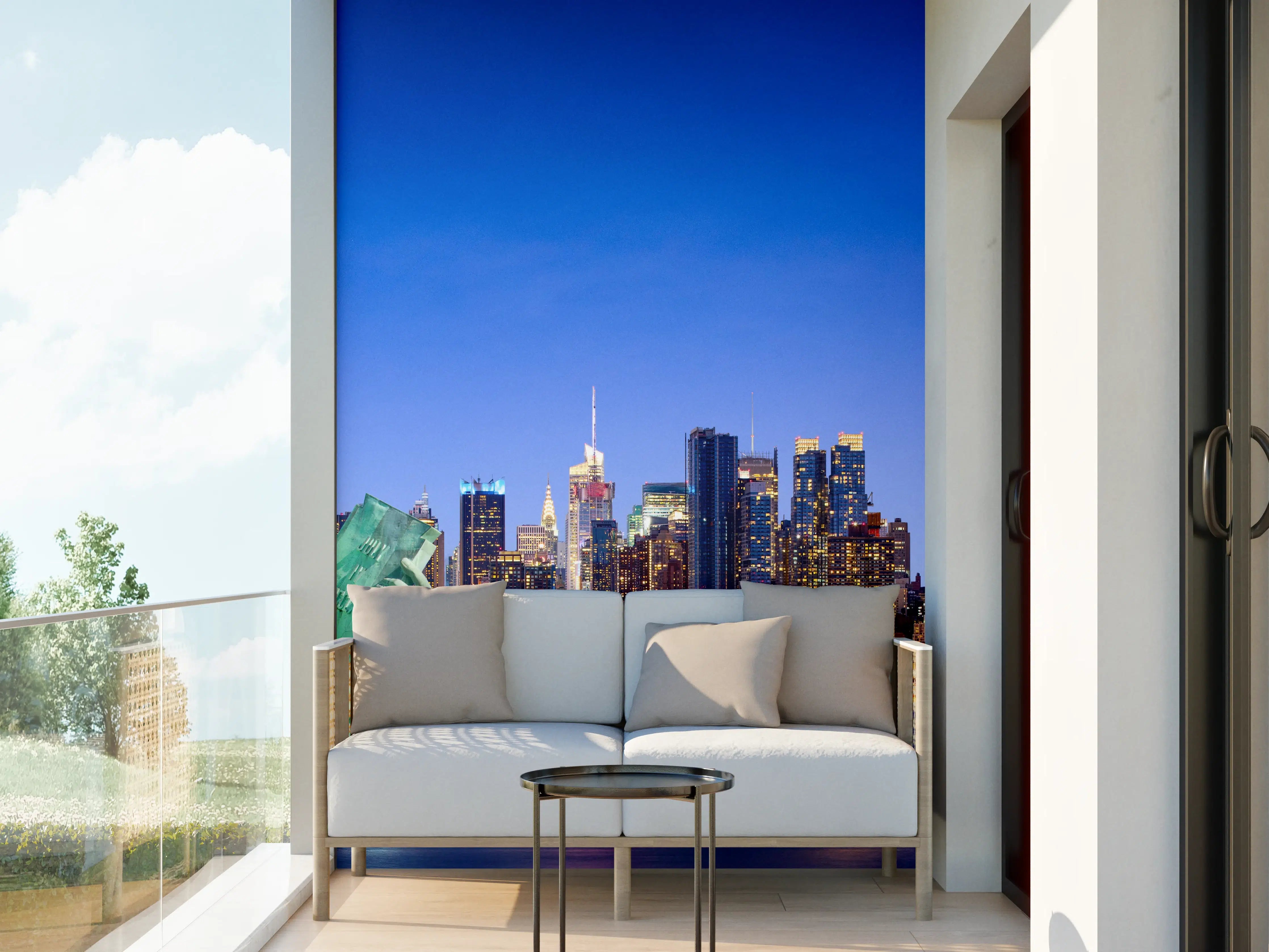 Wandverkleidung außen - New York Skyline Blau-Türkis