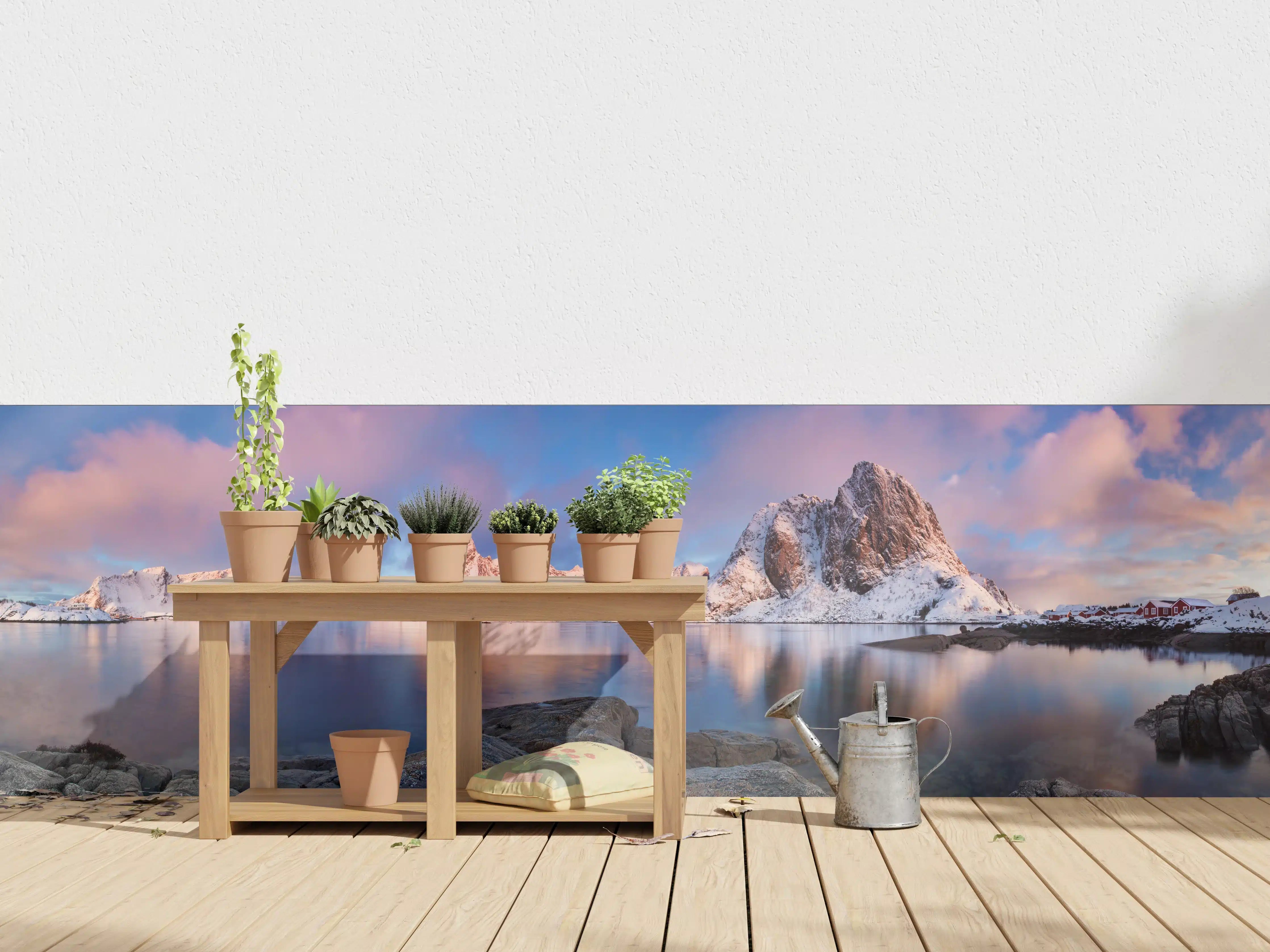 Wandverkleidung außen - Norwegische Küste Blau-Rosa
