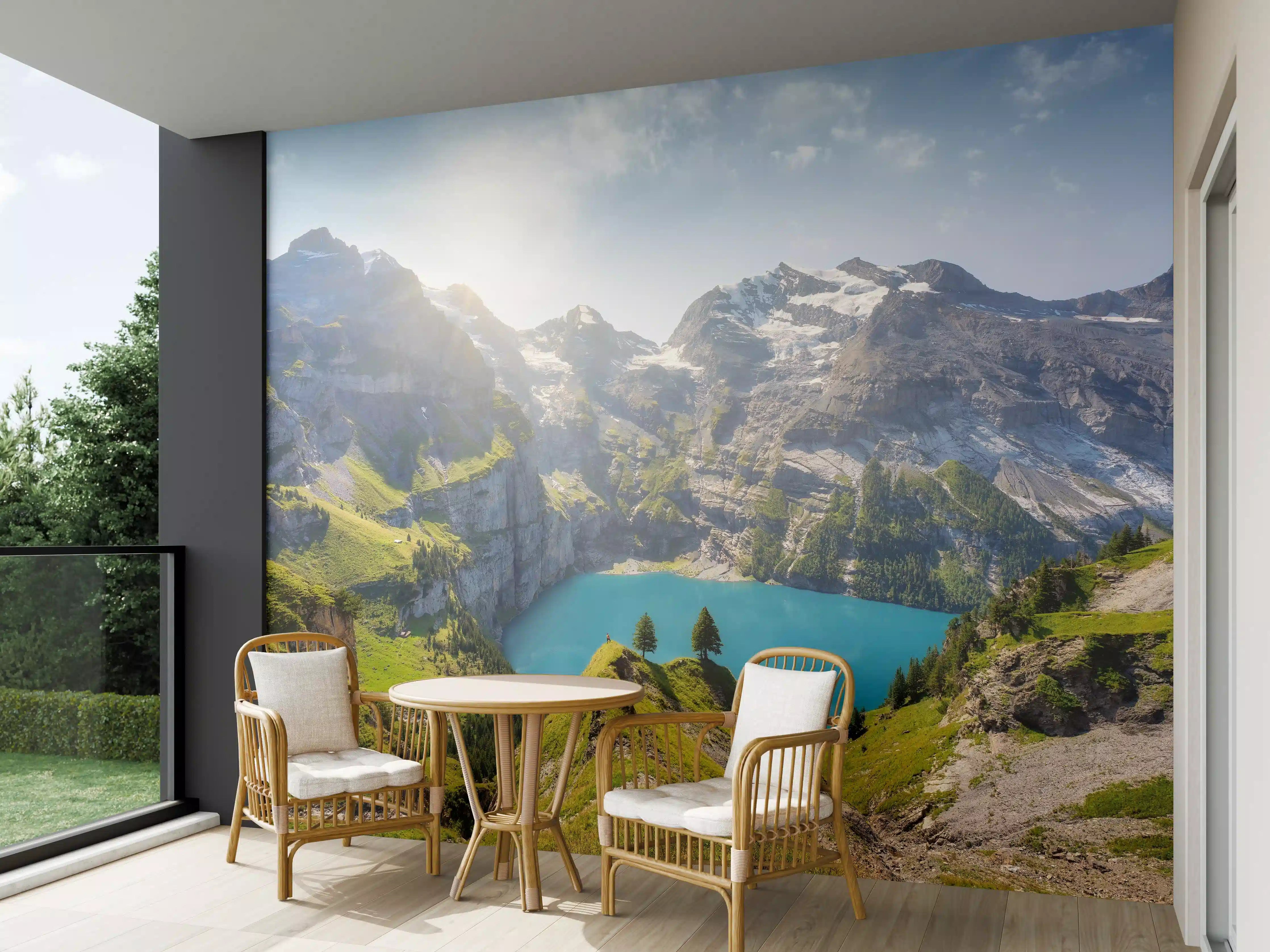 Wandverkleidung außen - Oeschinensee in den Schweizer Alpen