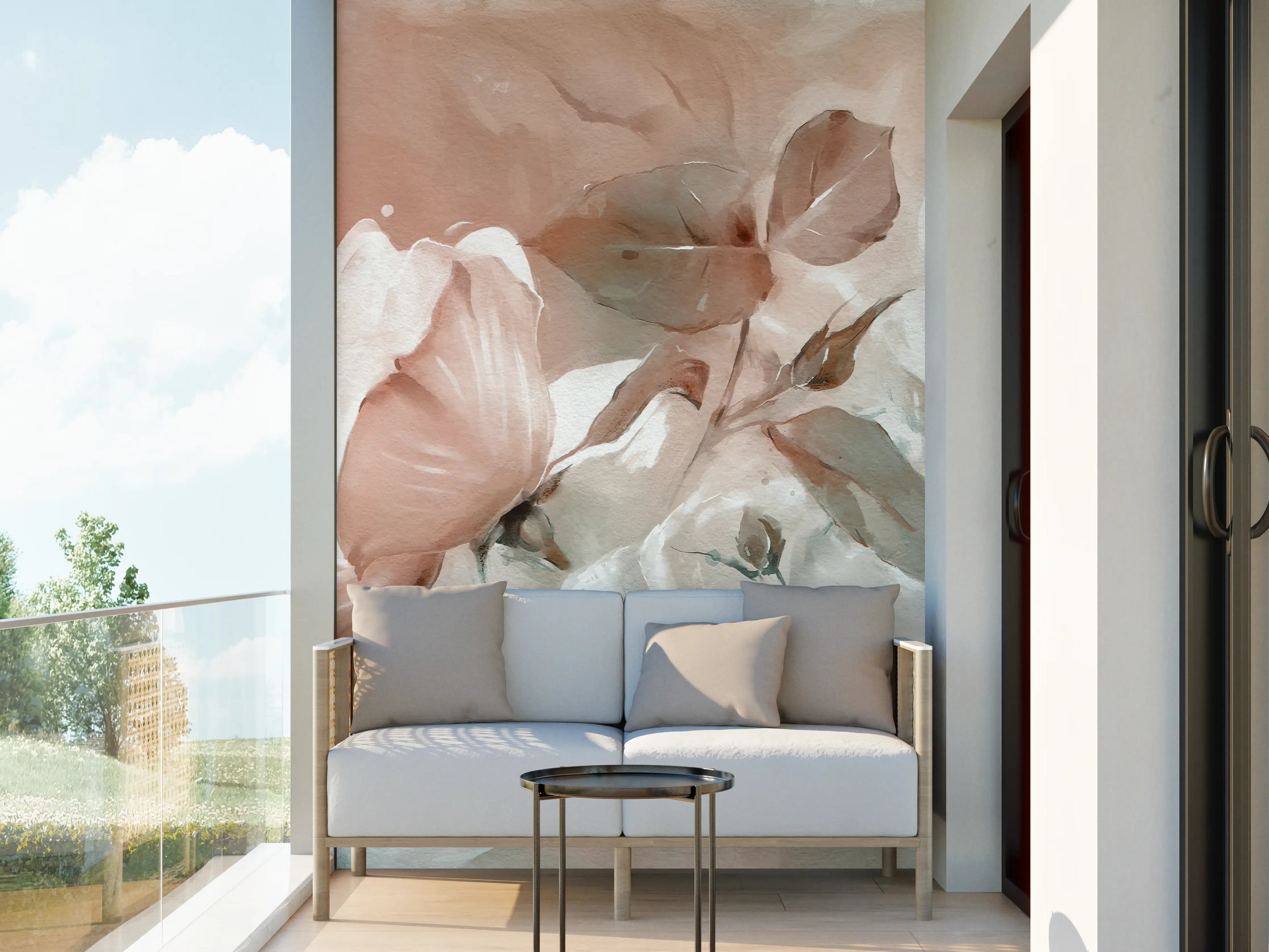 Wandverkleidung außen - Ölgemälde mit Rose