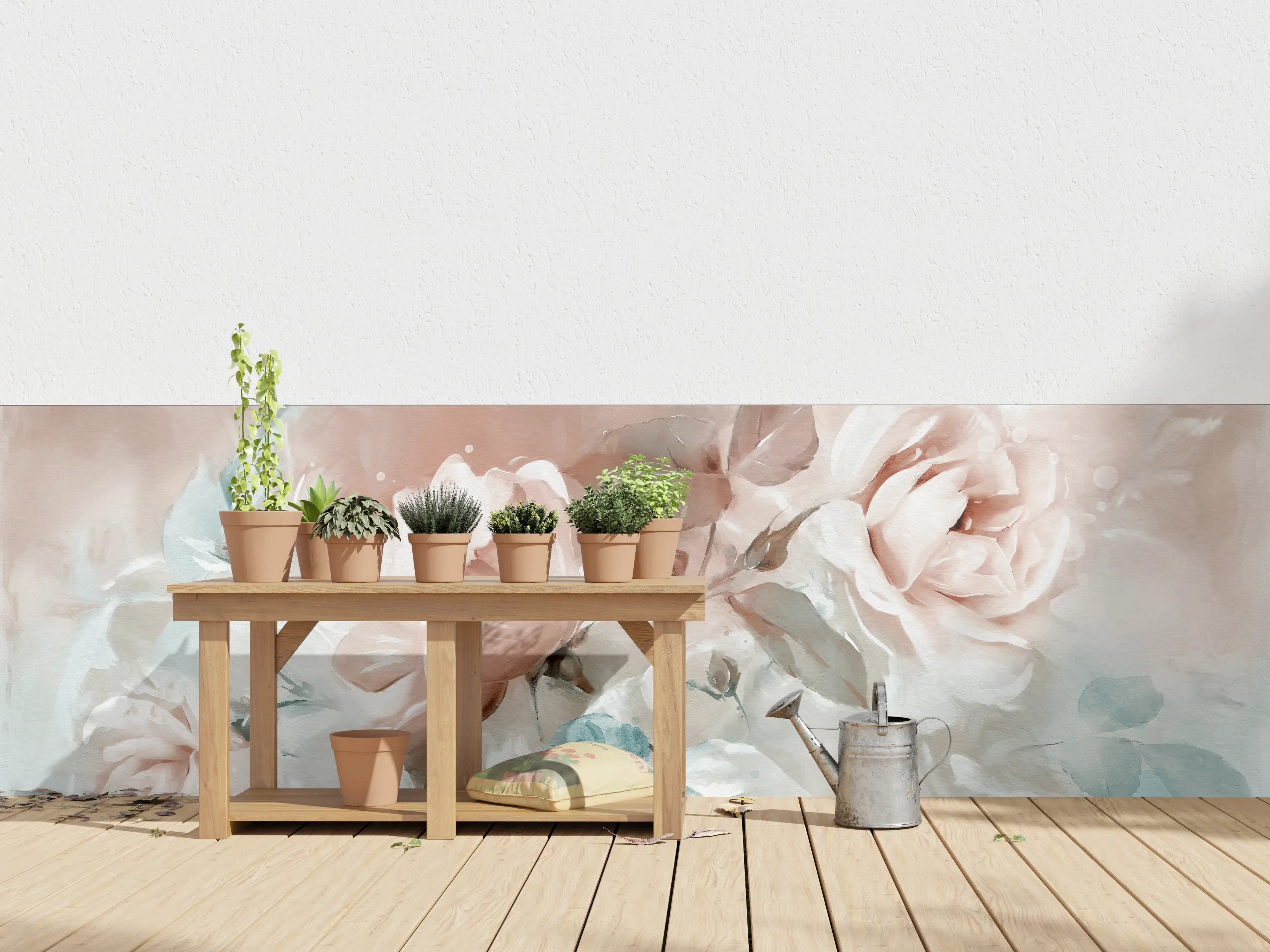 Wandverkleidung außen - Ölgemälde mit Rose