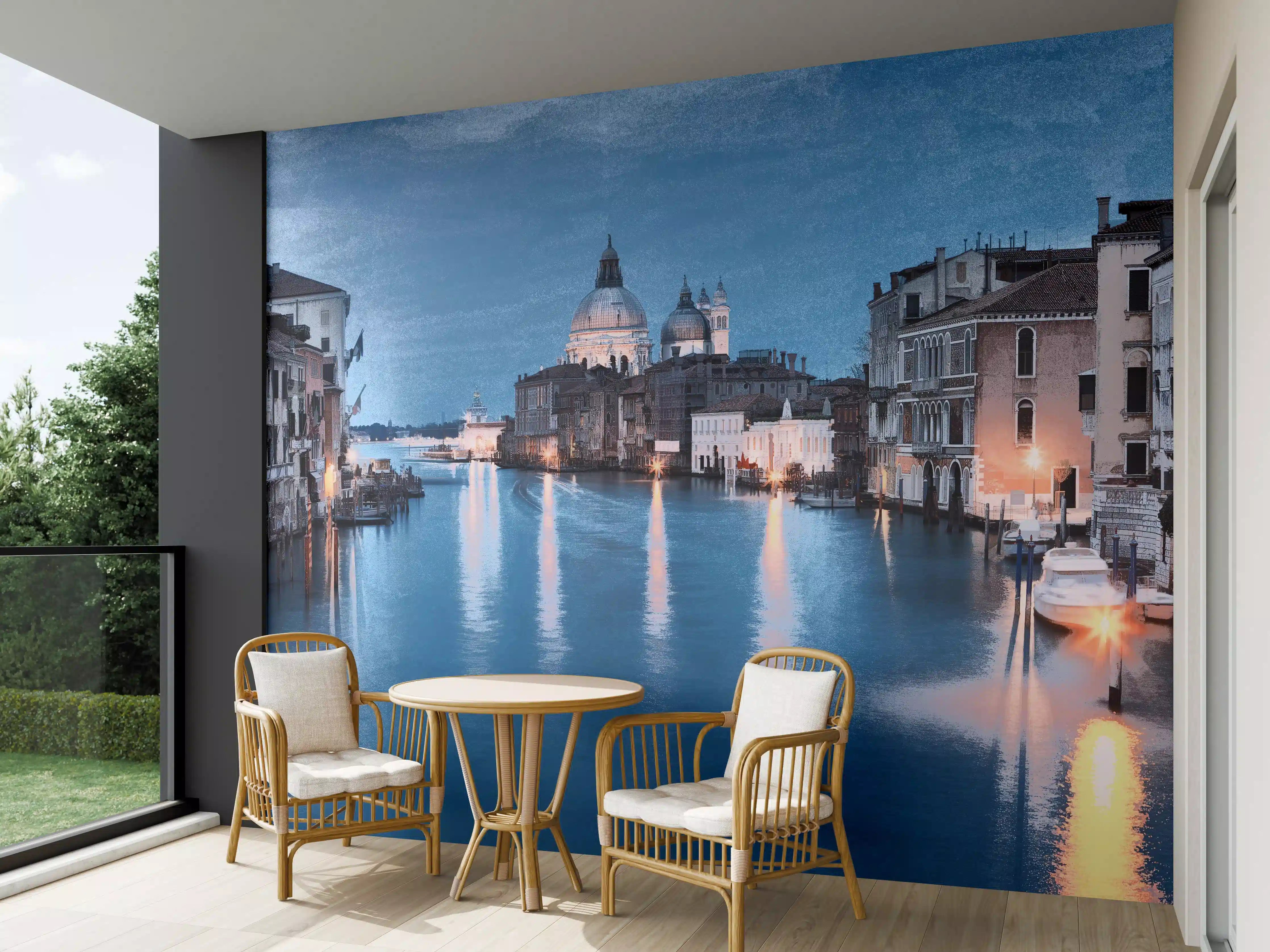 Wandverkleidung außen - Ölgemäldes des Grand Canal bei Nacht