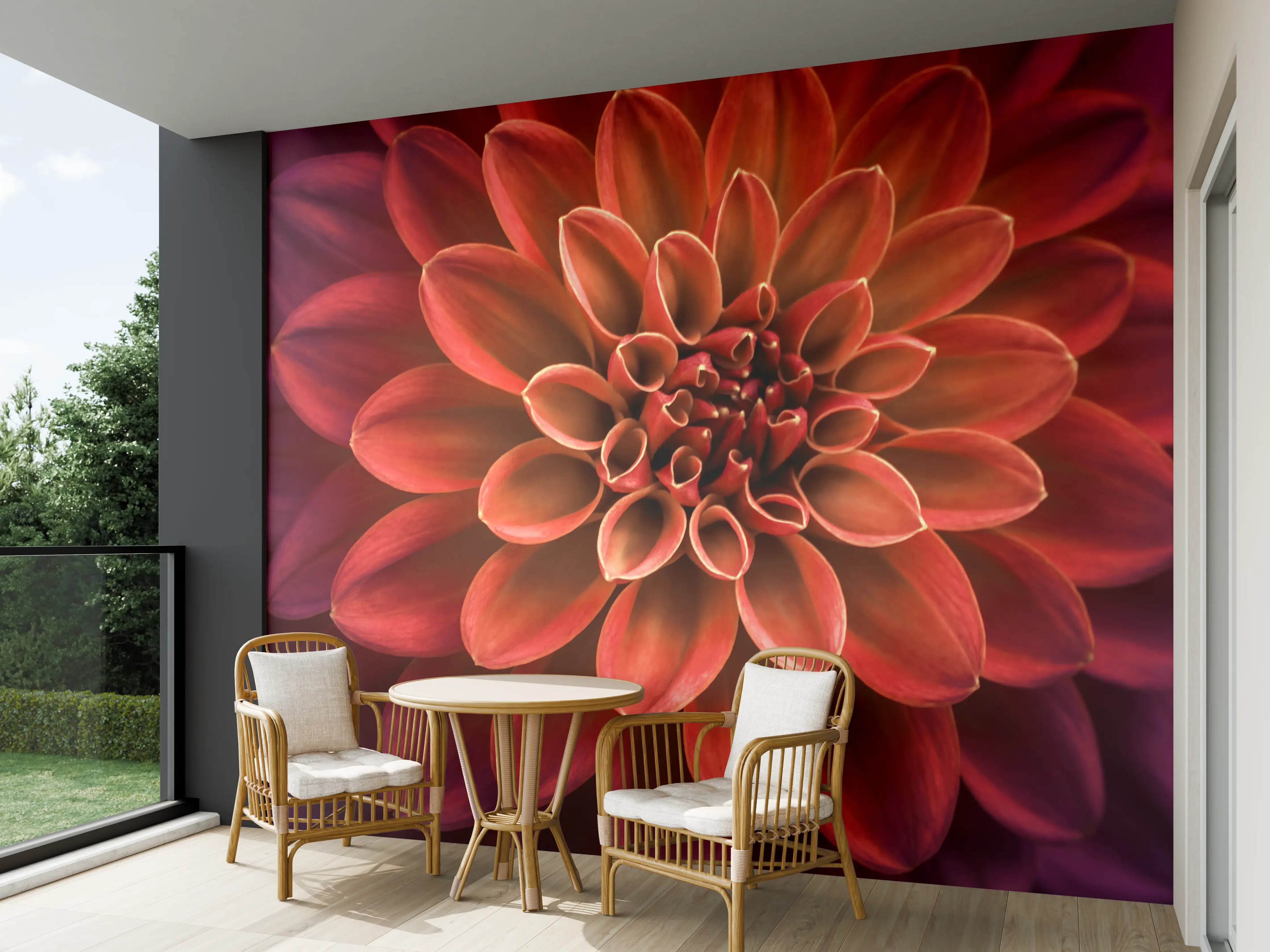 Wandverkleidung außen - Ombre Rote Blüte mit intensiven Farben