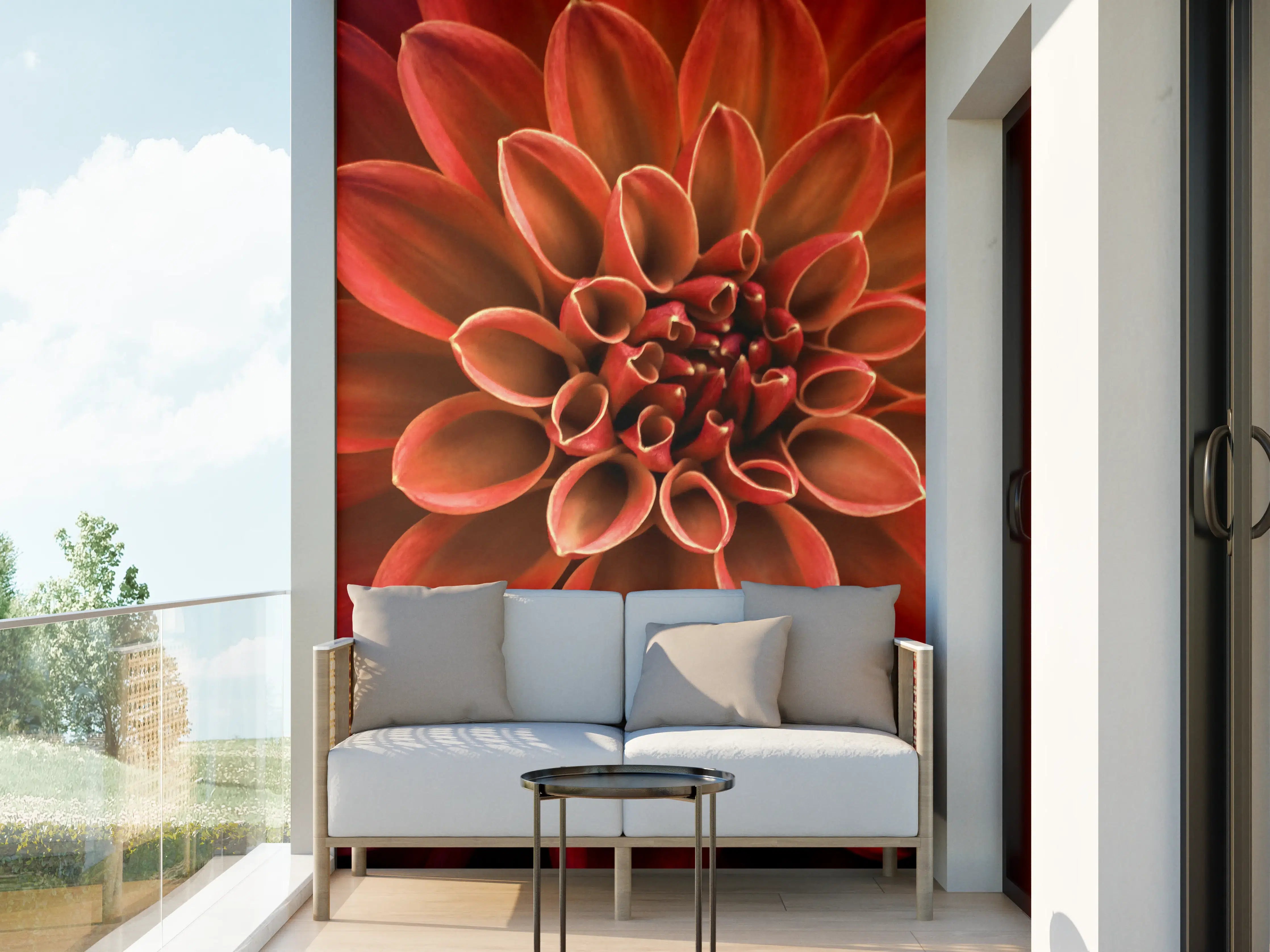 Wandverkleidung außen - Ombre Rote Blüte mit intensiven Farben