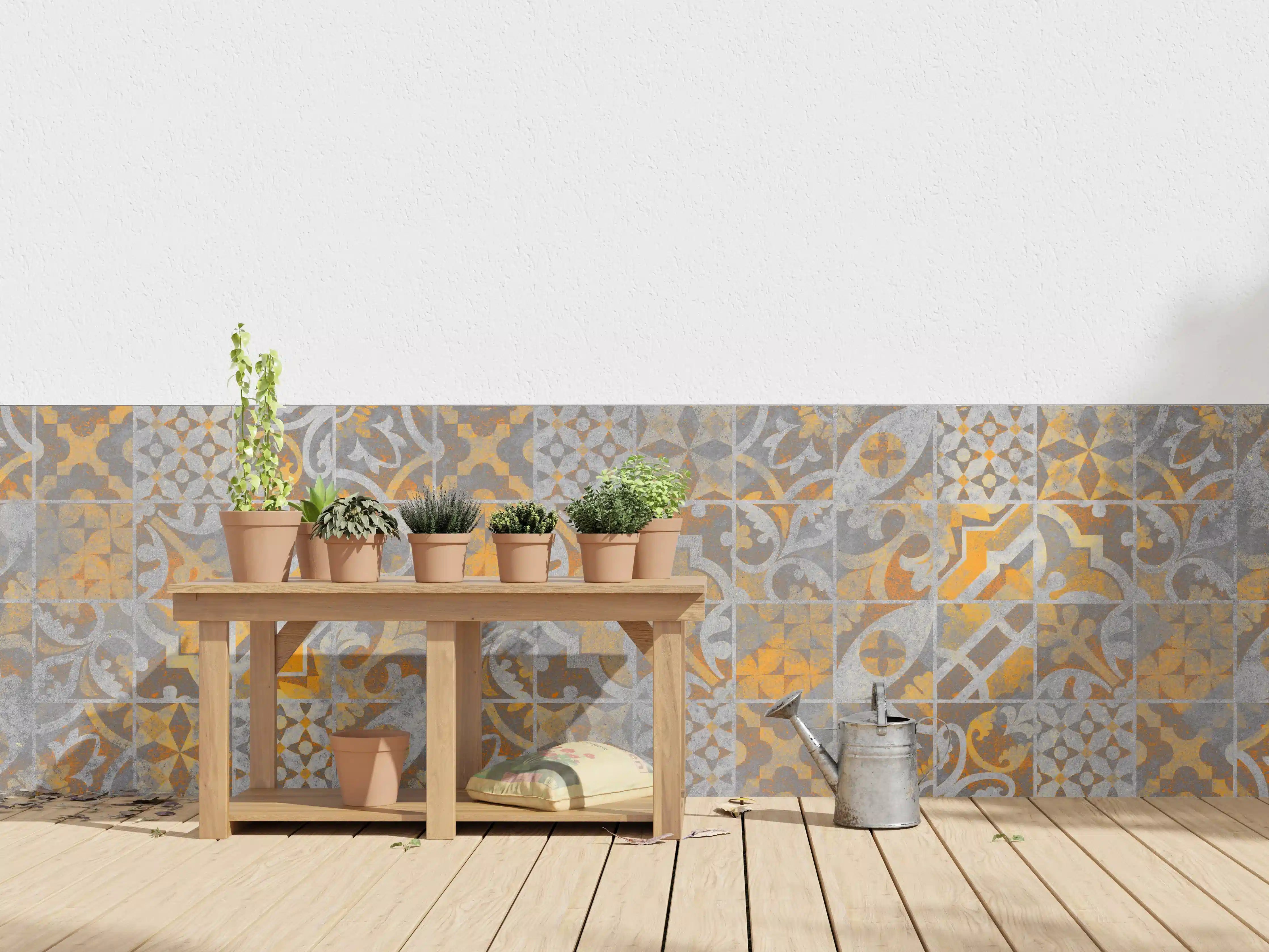 Wandverkleidung außen - Orange Helles Licht Stein Beton