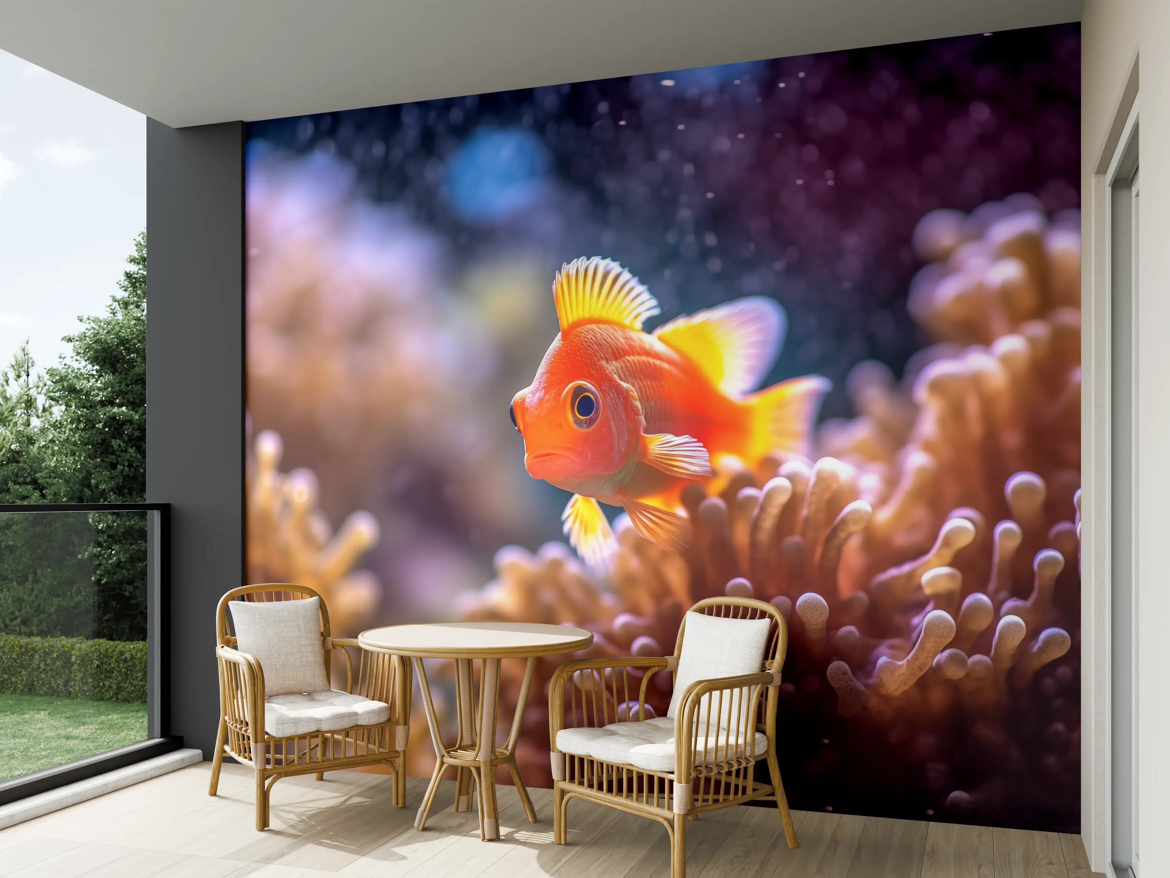 Wandverkleidung außen - Oranger Anemonenfisch im Korallenriff