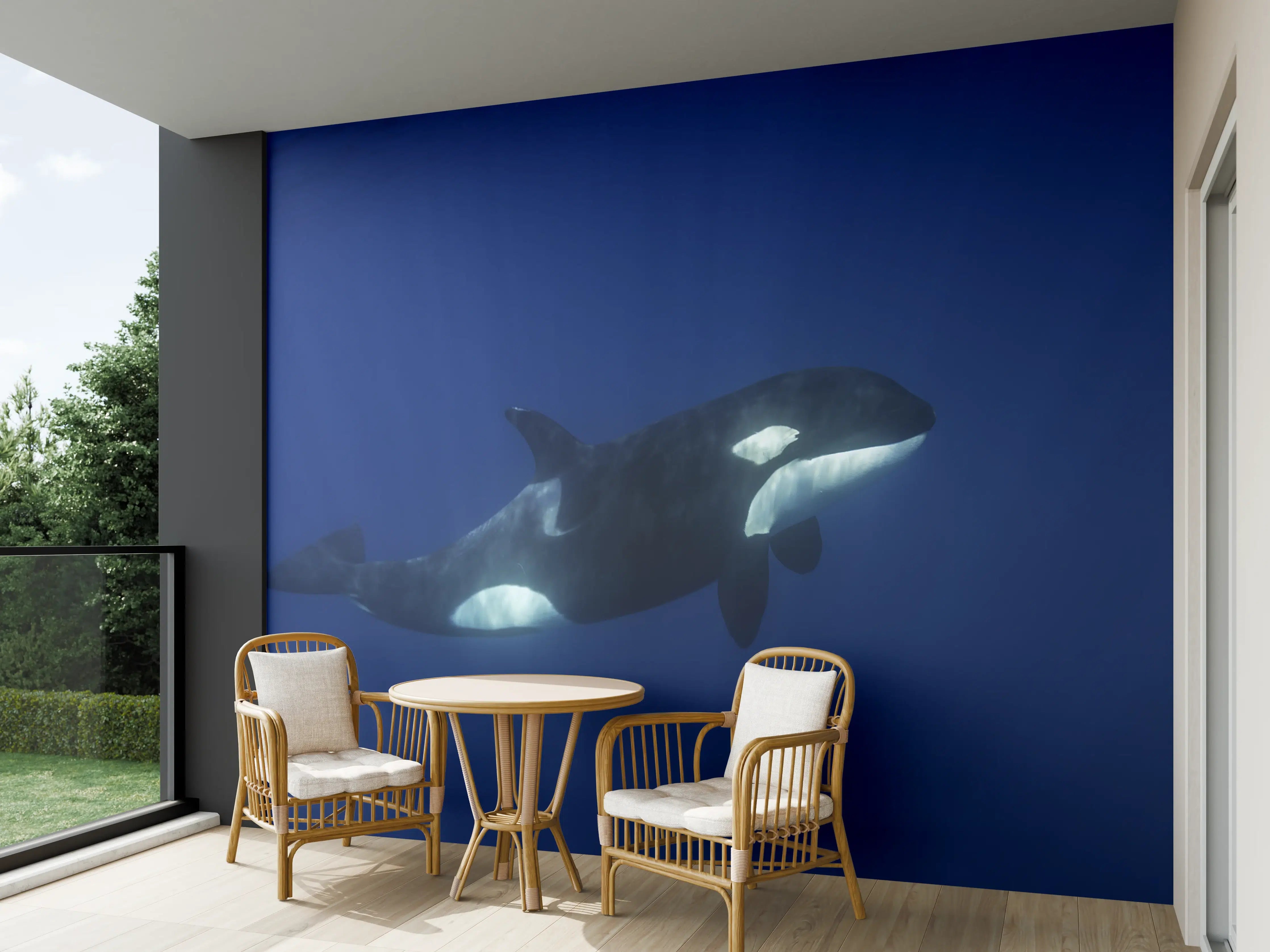 Wandverkleidung außen - Orca im blauen Pazifik