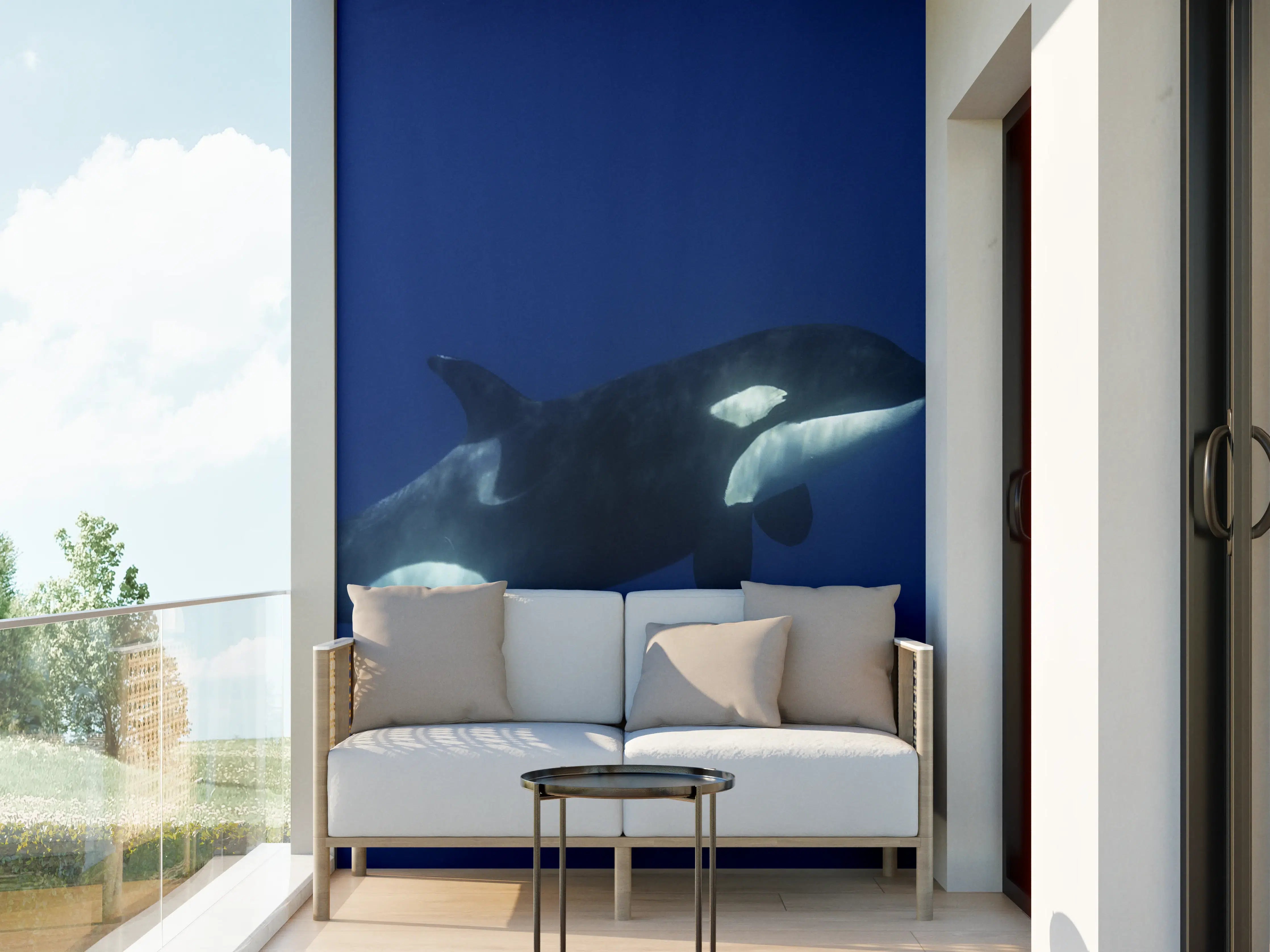 Wandverkleidung außen - Orca im blauen Pazifik
