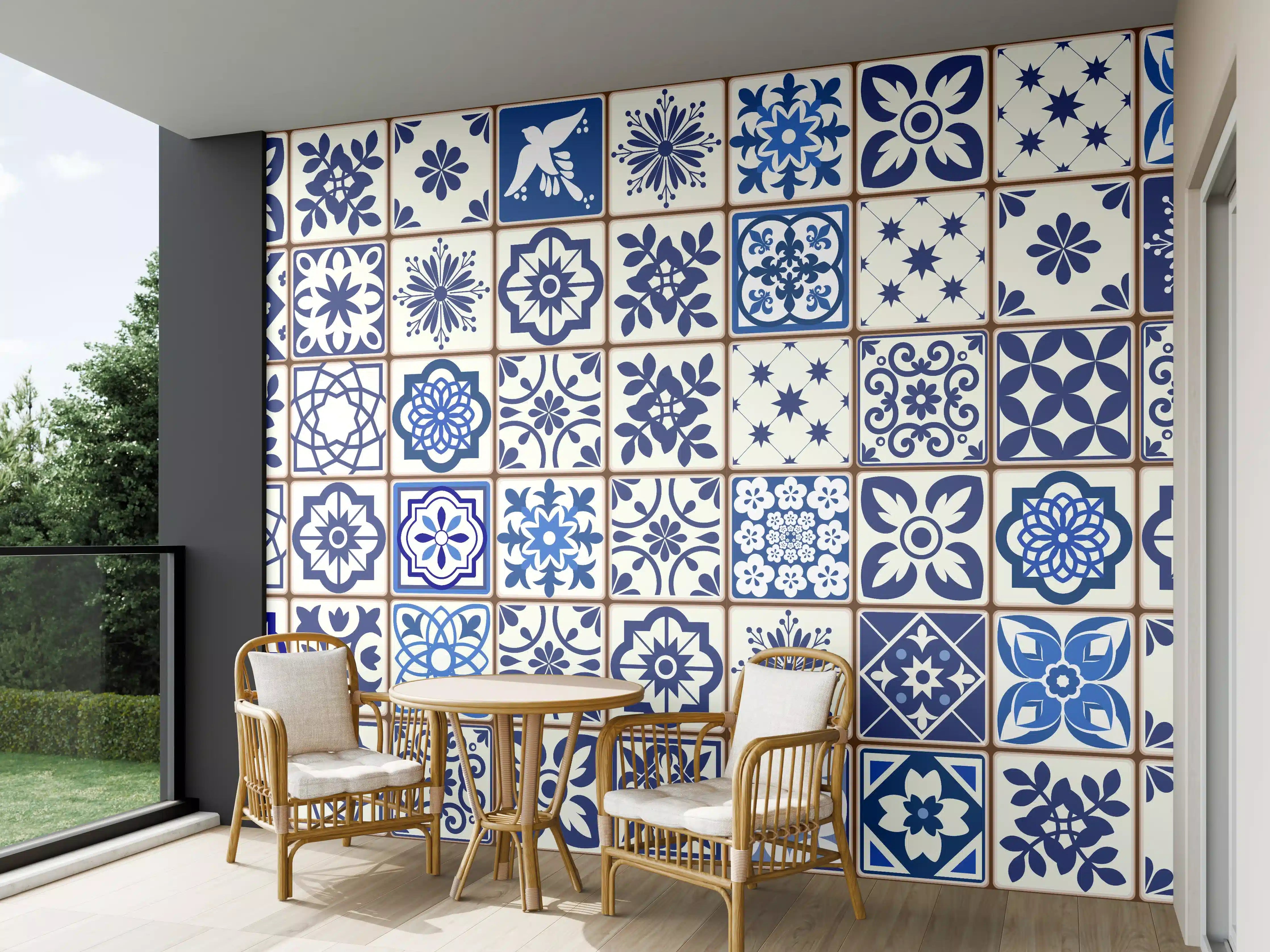 Wandverkleidung außen - Orientalische blaue Fliesen