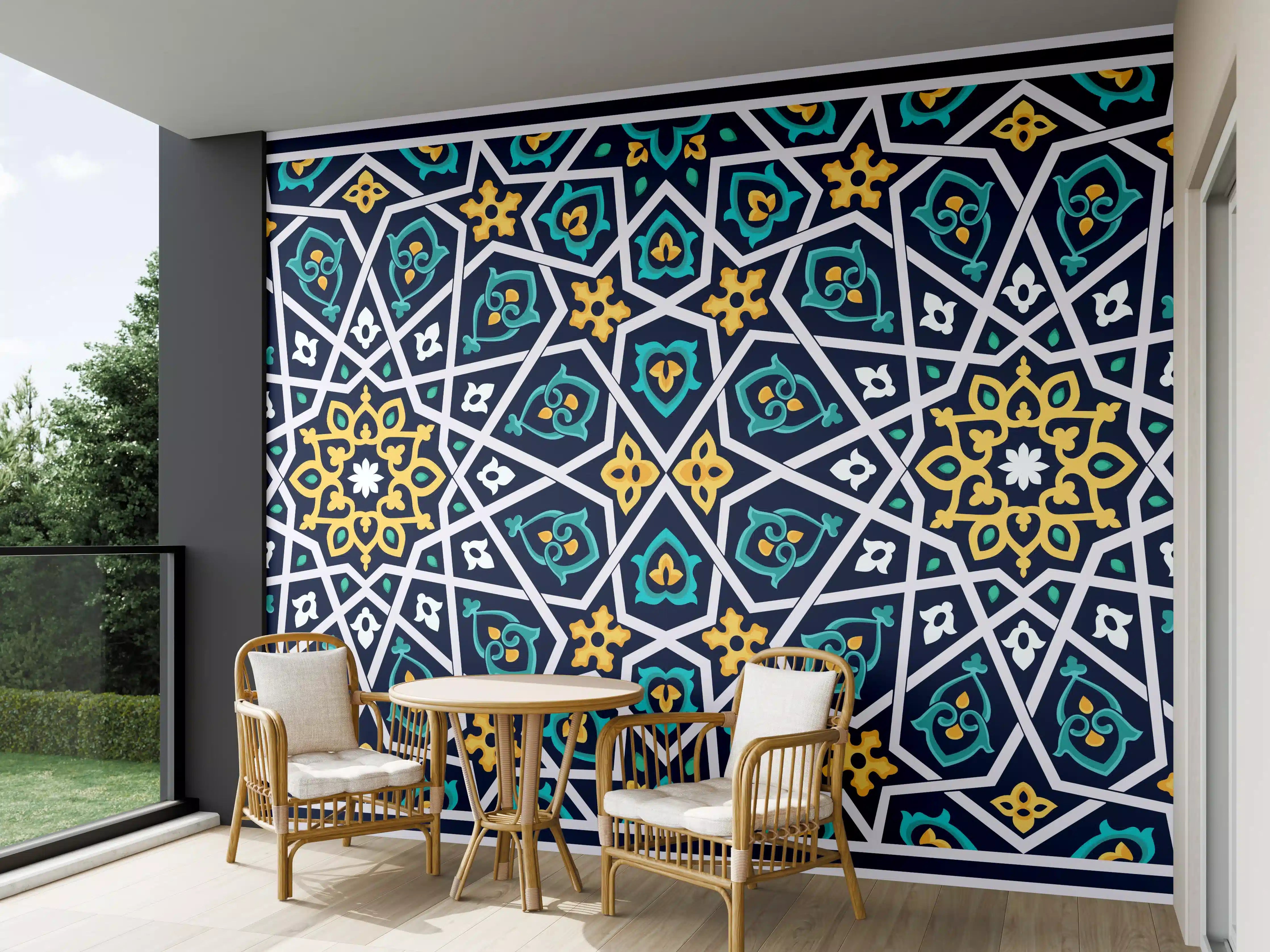 Wandverkleidung außen - Orientalisches Fliesenmuster Blau