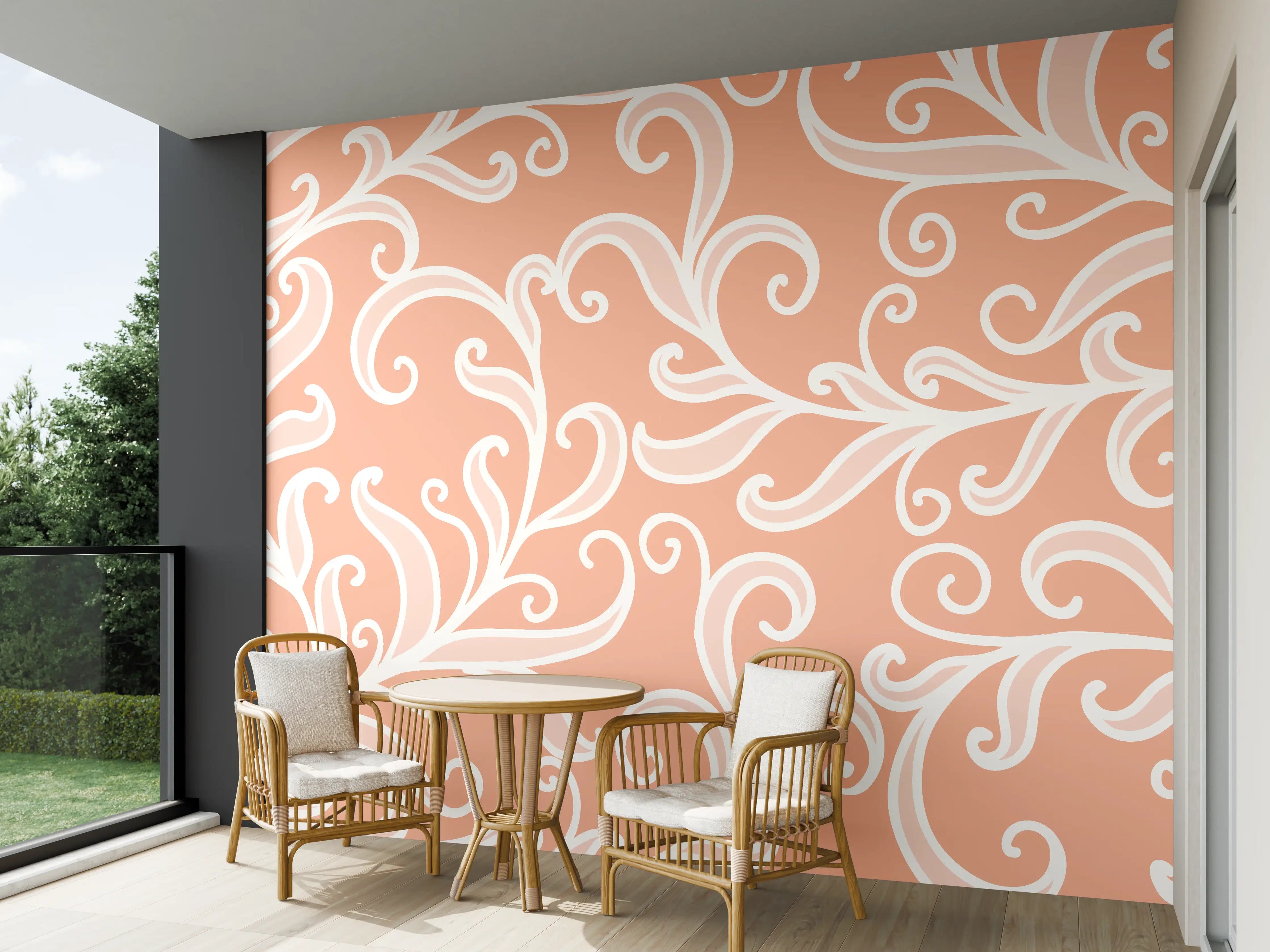 Wandverkleidung außen - Ornamentales Muster Apricot Creme