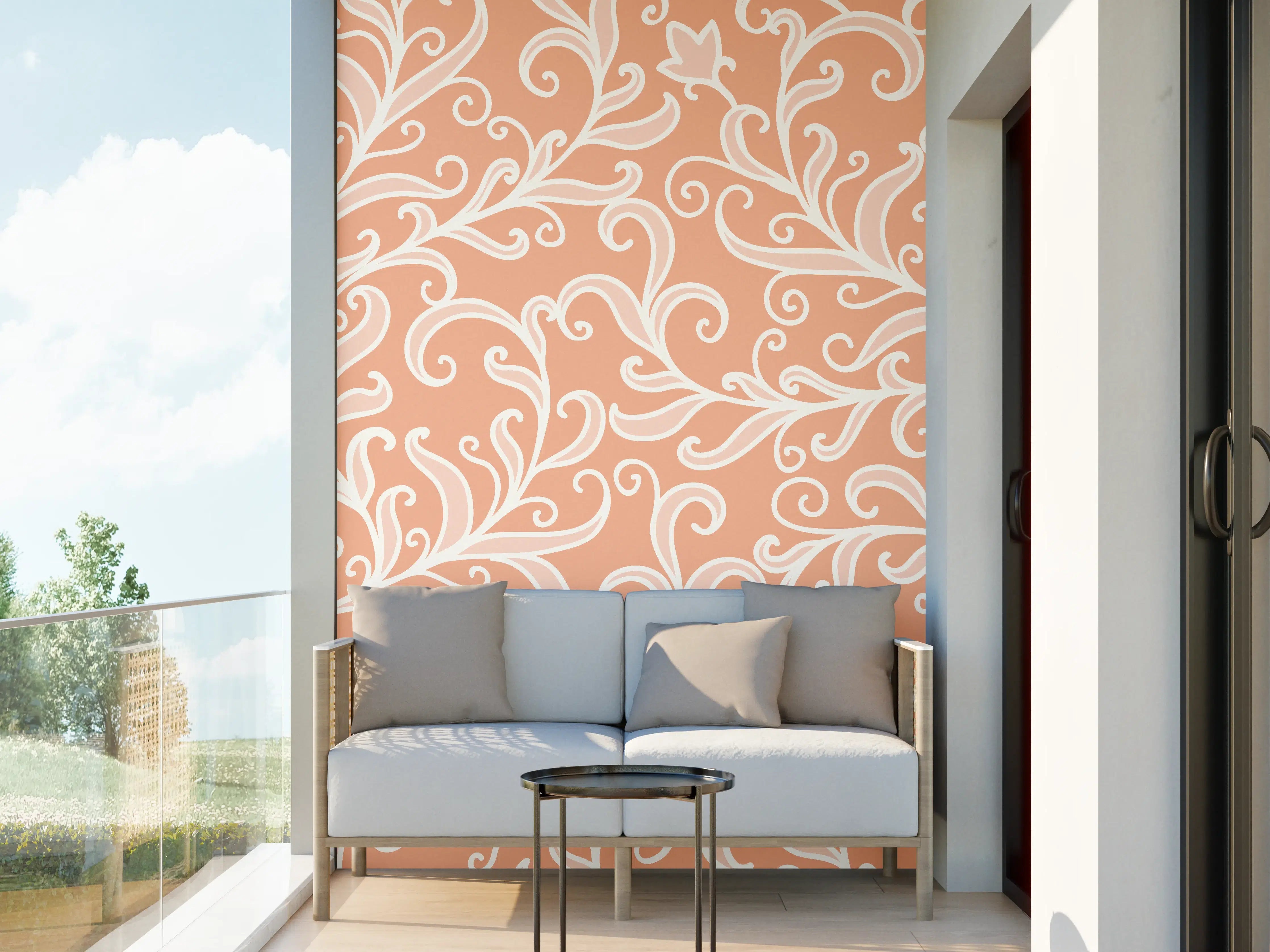 Wandverkleidung außen - Ornamentales Muster Apricot Creme