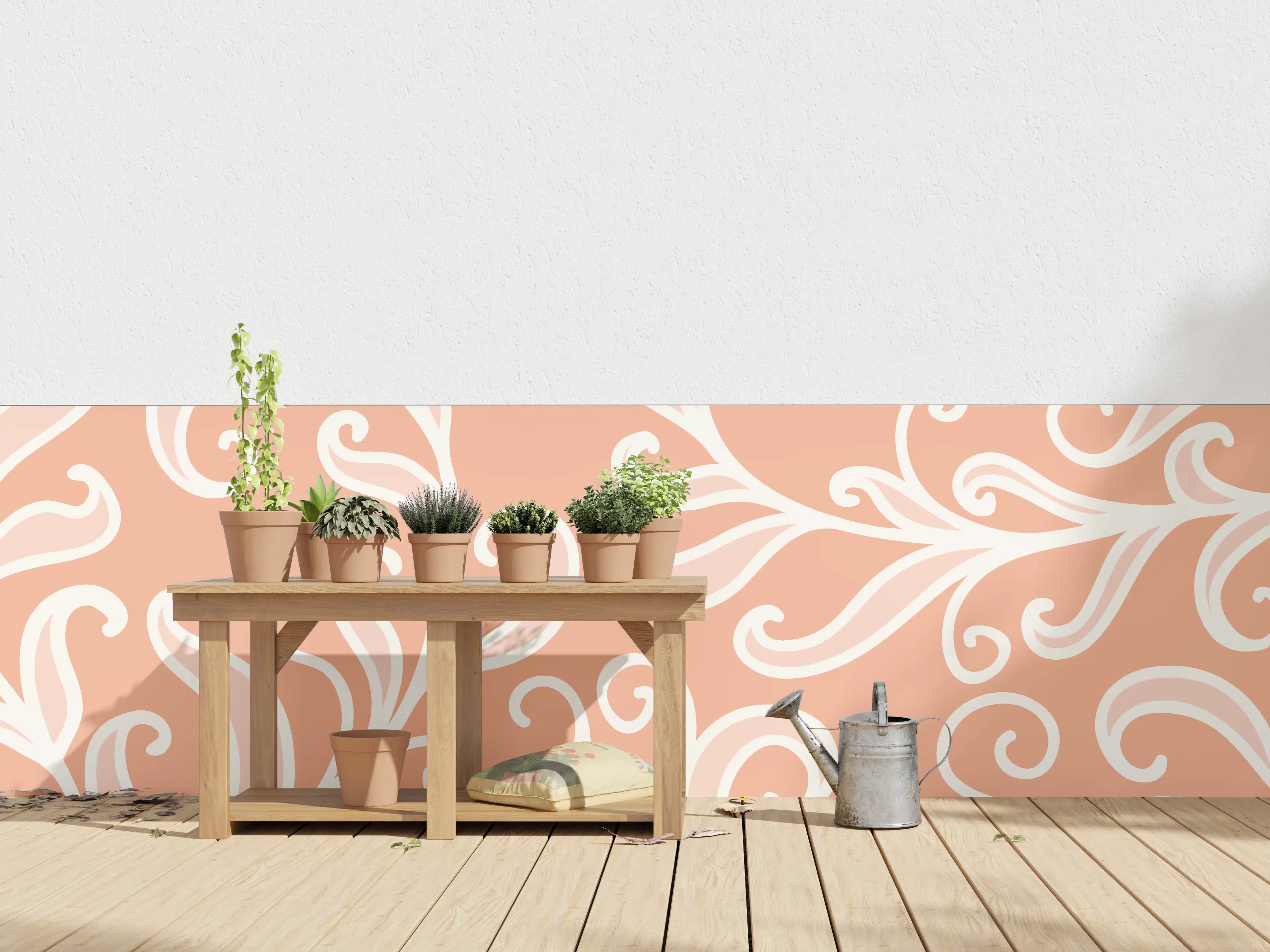 Wandverkleidung außen - Ornamentales Muster Apricot Creme