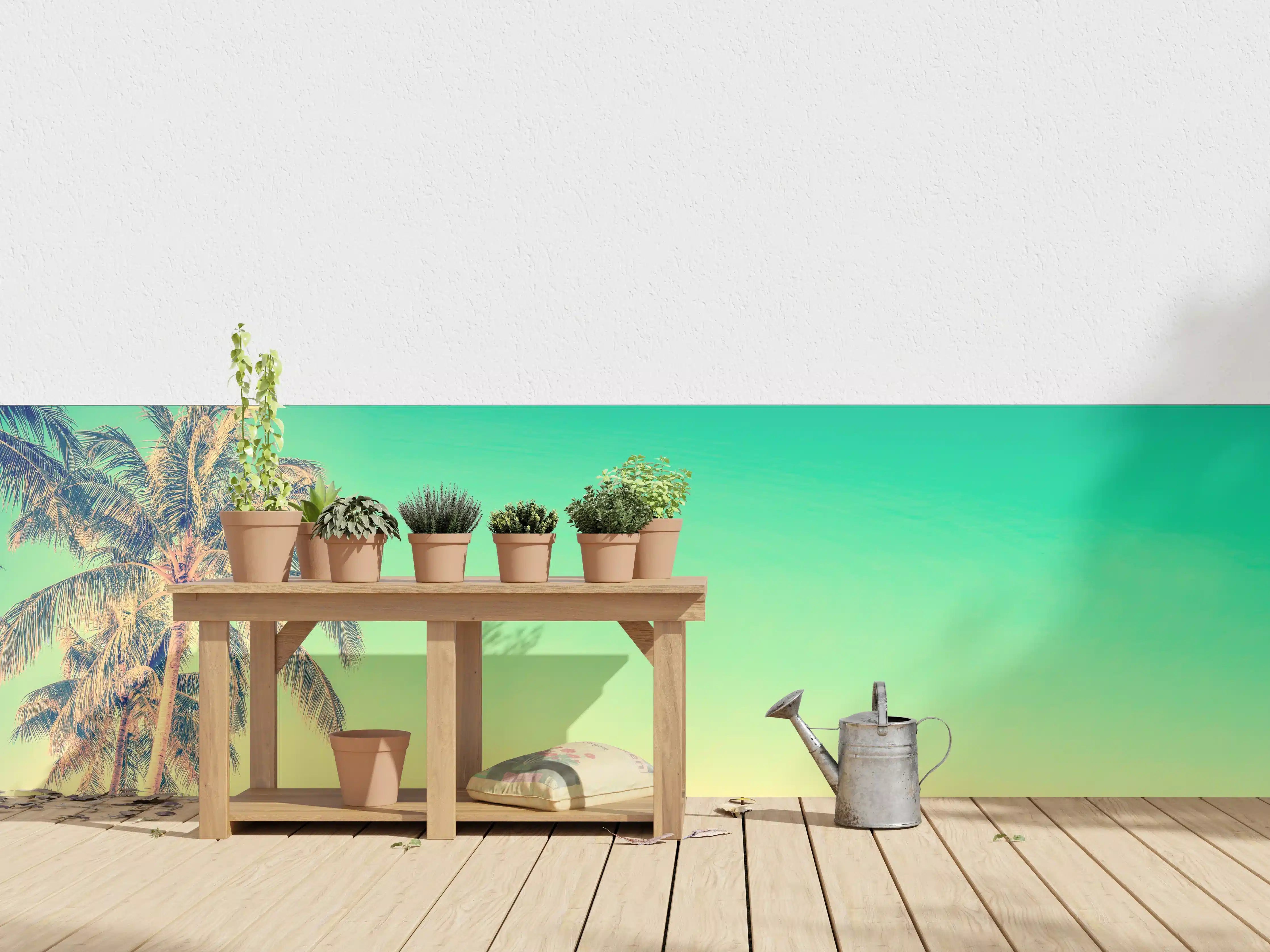 Wandverkleidung außen - Palme im Panorama-Himmel