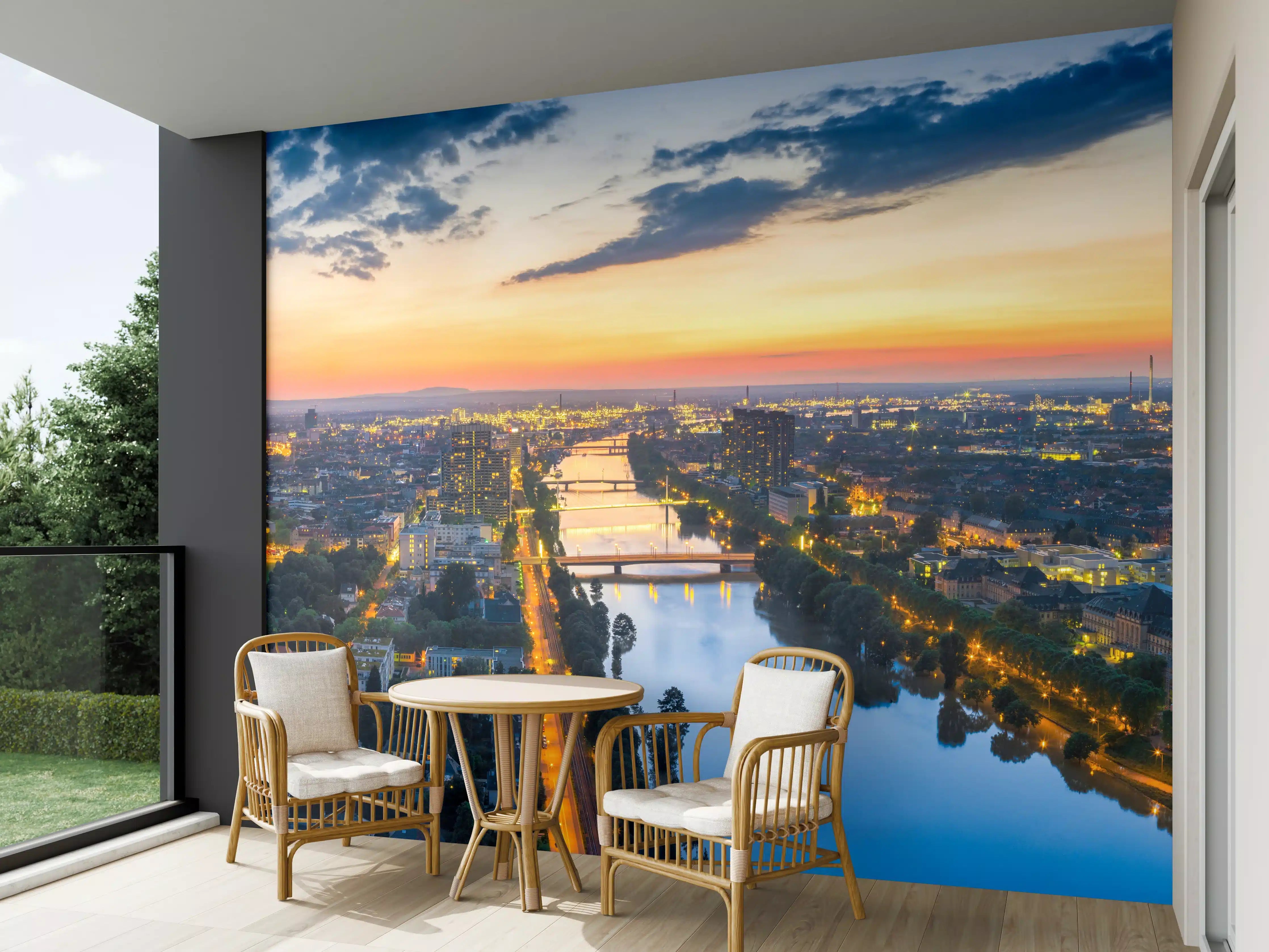 Wandverkleidung außen - Panorama Mannheim und Ludwigshafen