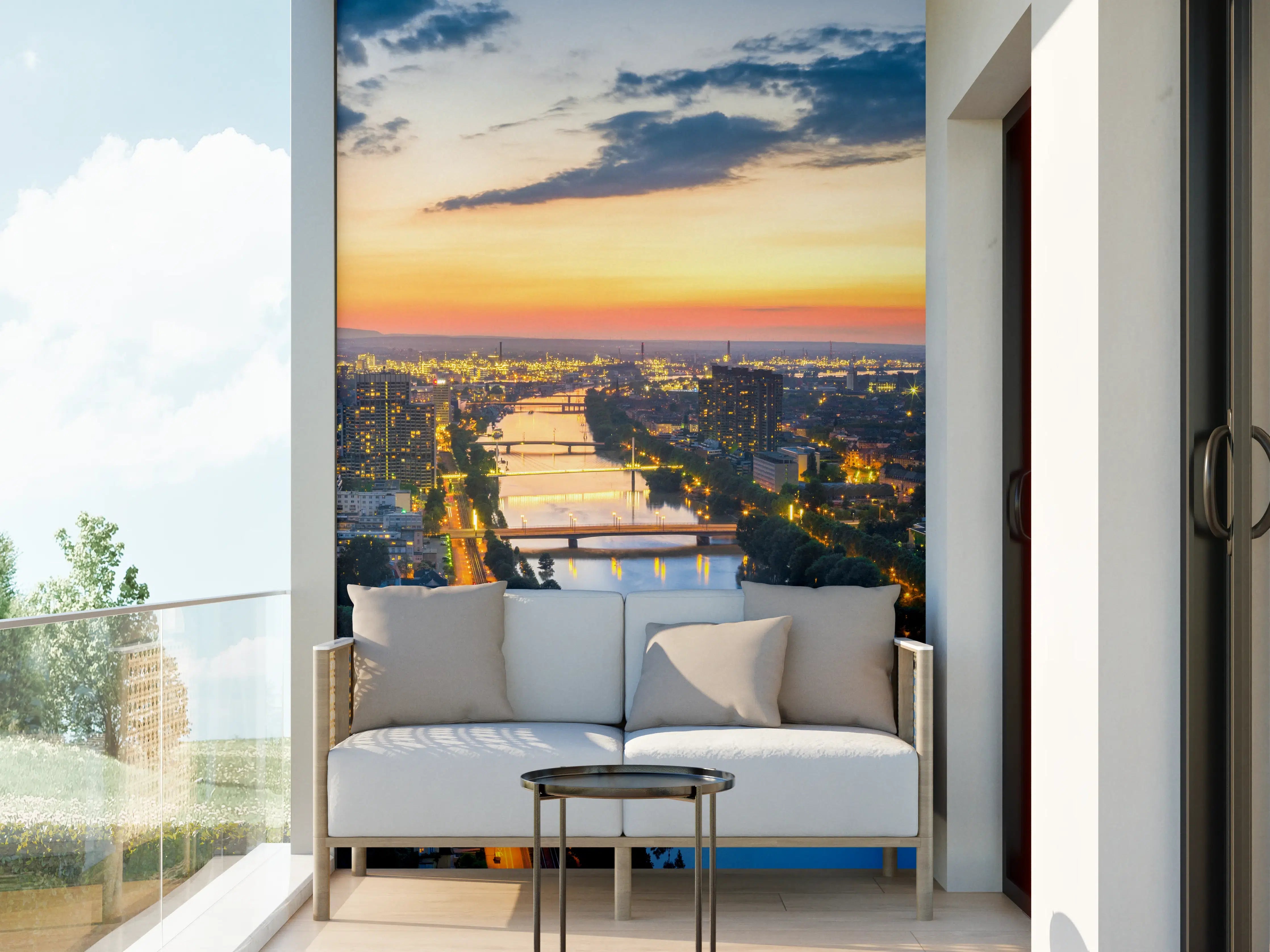Wandverkleidung außen - Panorama Mannheim und Ludwigshafen