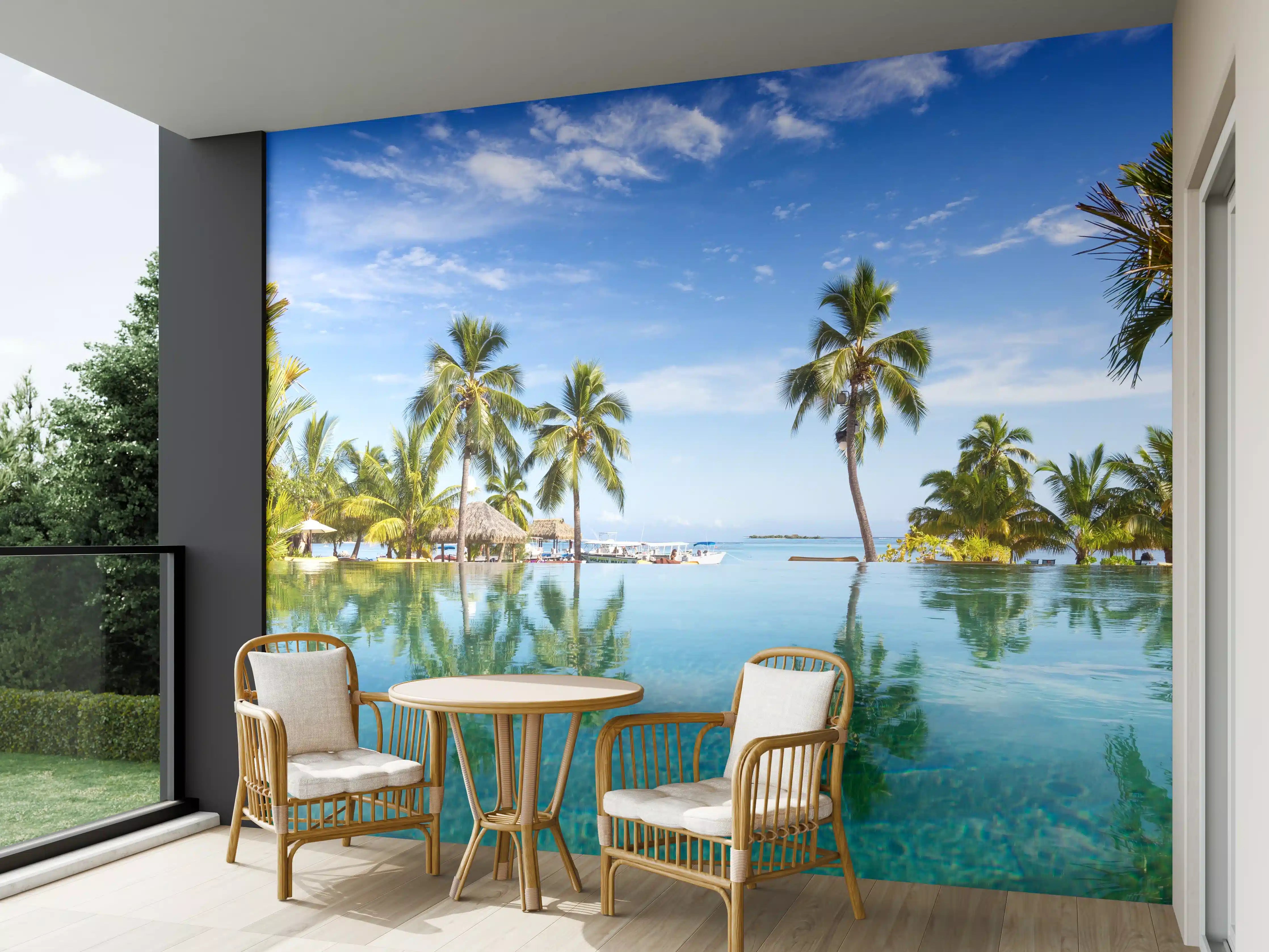 Wandverkleidung außen - Panorama-Pool in der Karibik