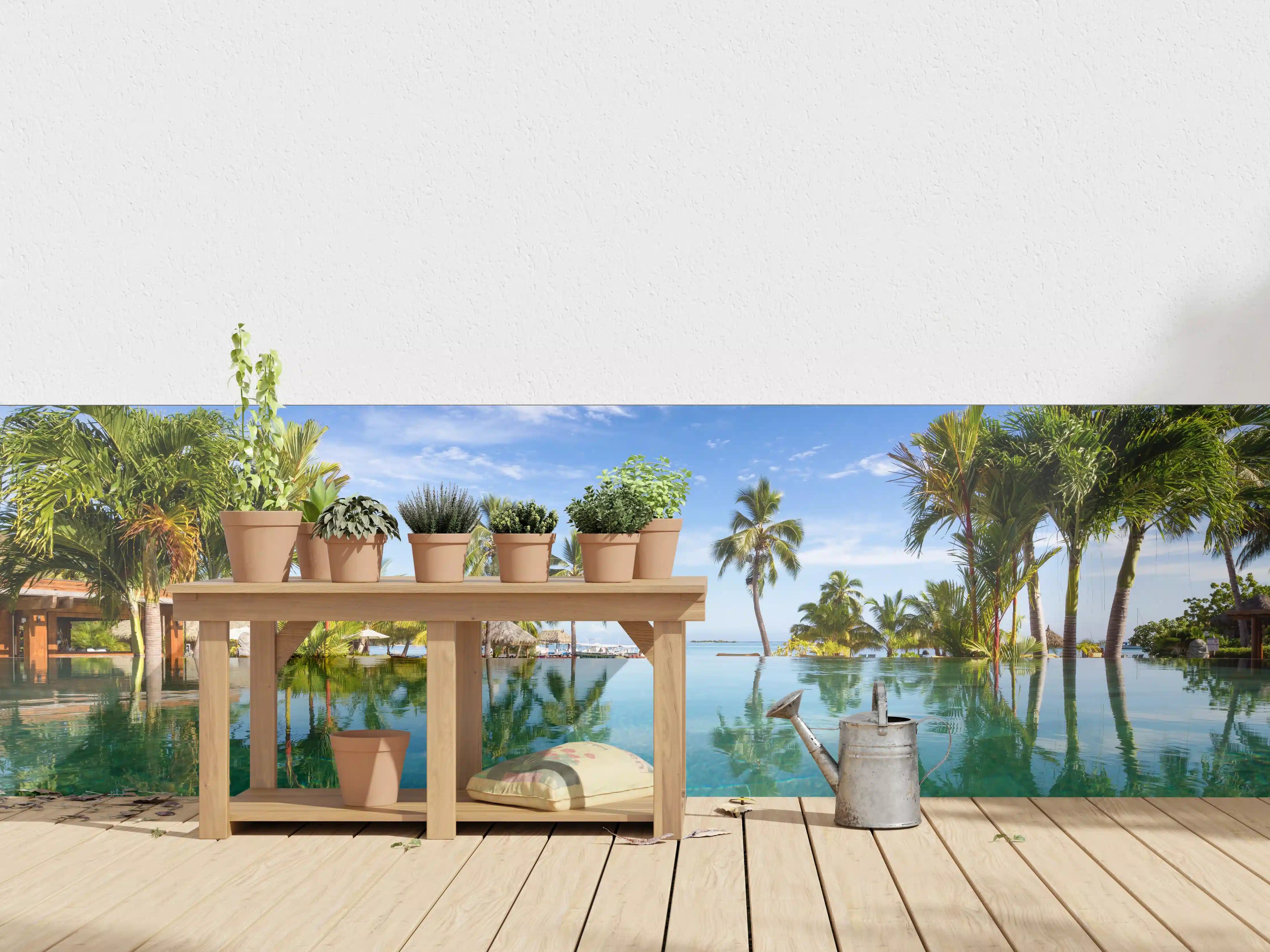 Wandverkleidung außen - Panorama-Pool in der Karibik