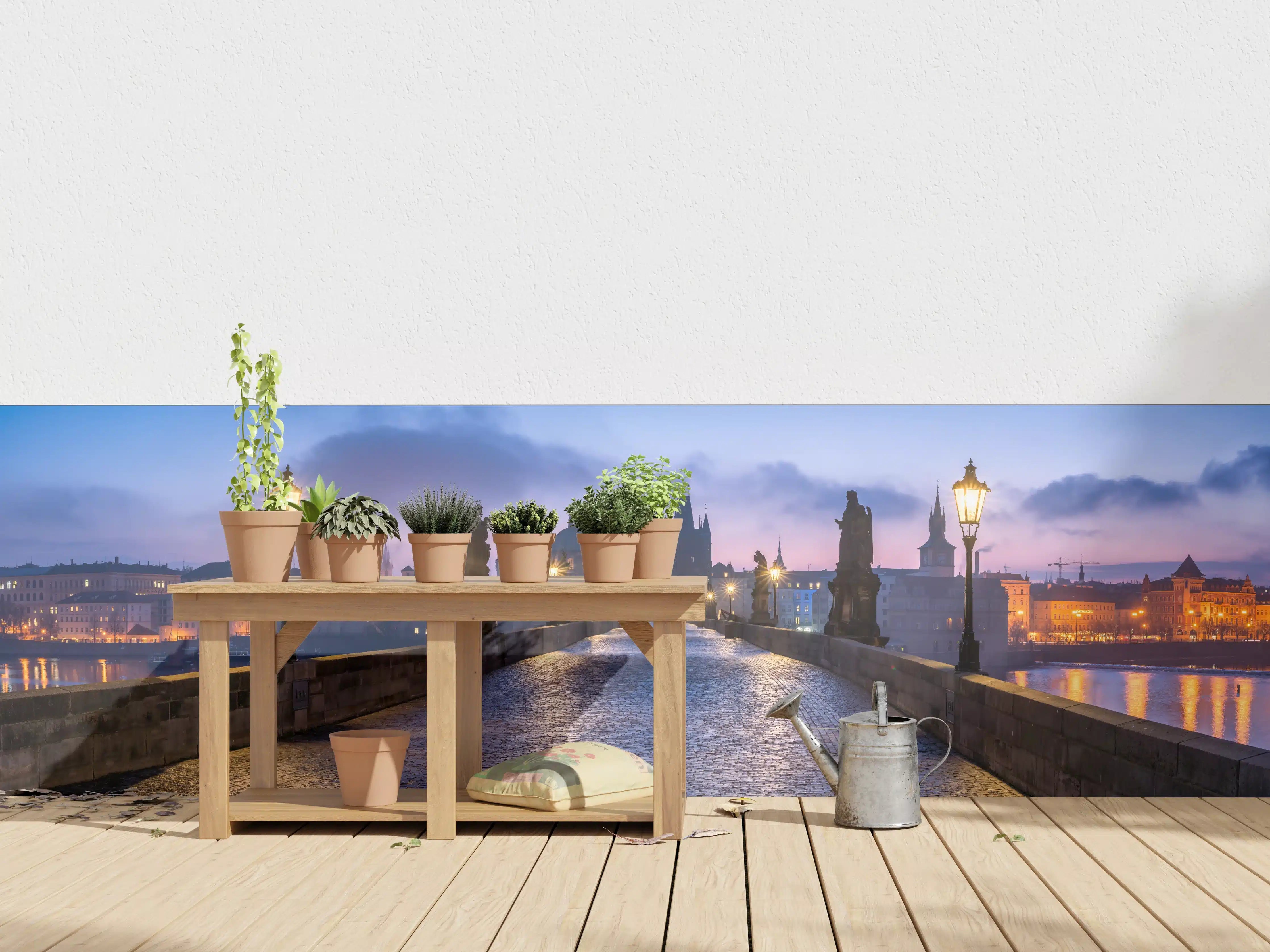 Wandverkleidung außen - Panorama der Karlsbrücke in Prag