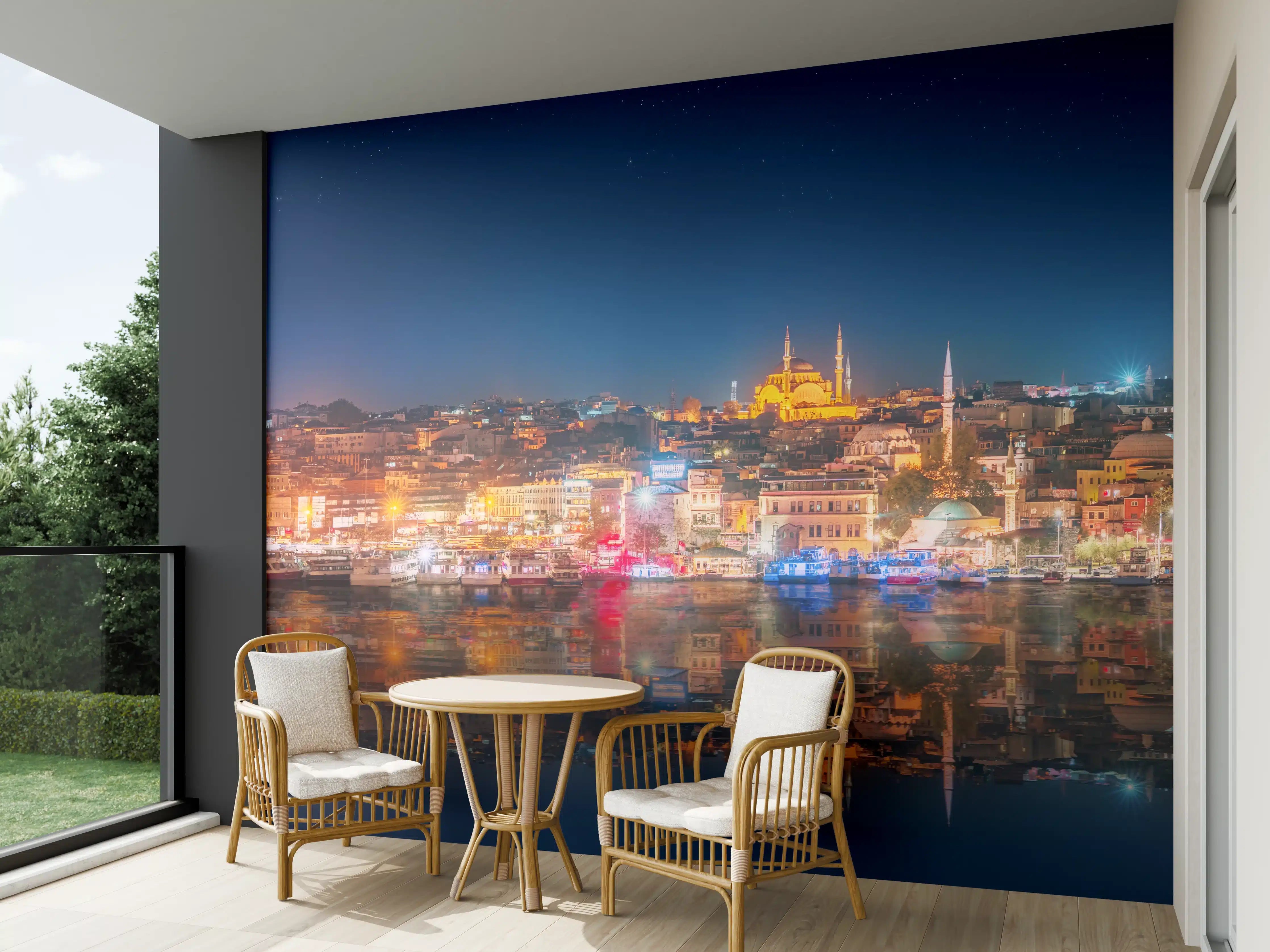 Wandverkleidung außen - Panorama von Istanbul & Bosporus bei Nacht
