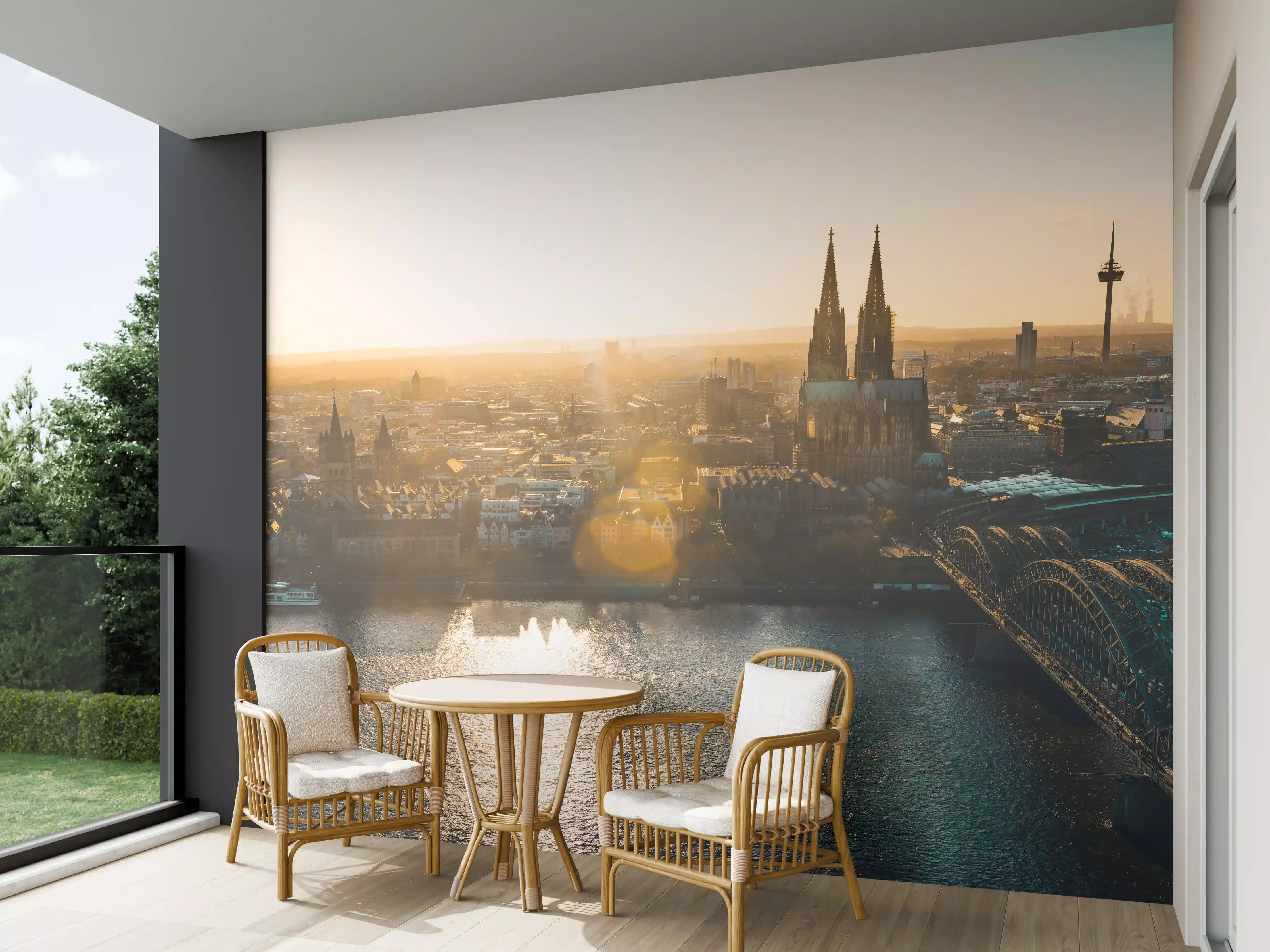 Wandverkleidung außen - Panoramablick auf Köln bei Sonnenaufgang