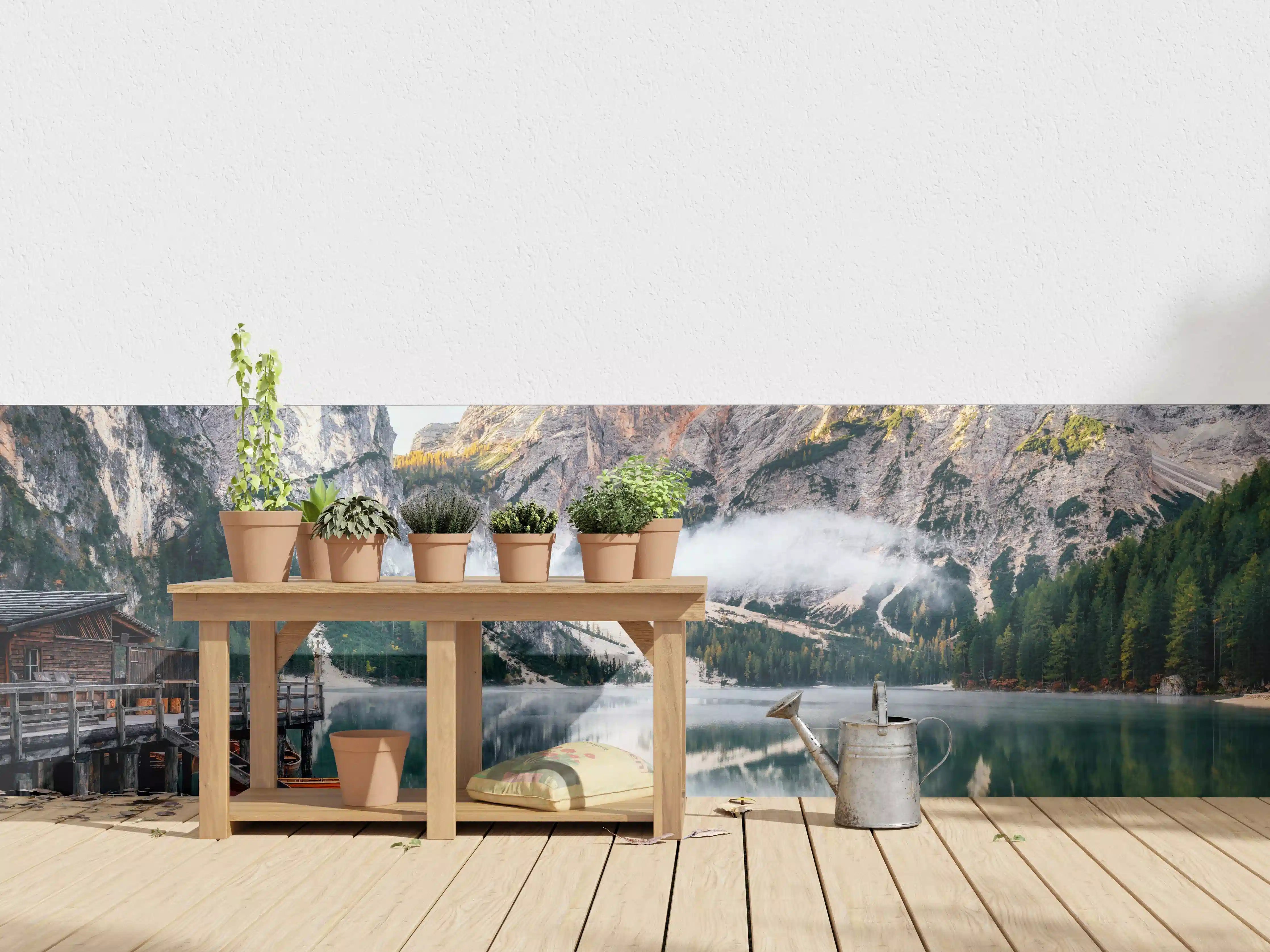 Wandverkleidung außen - Panoramablick auf Pragser Wildsee