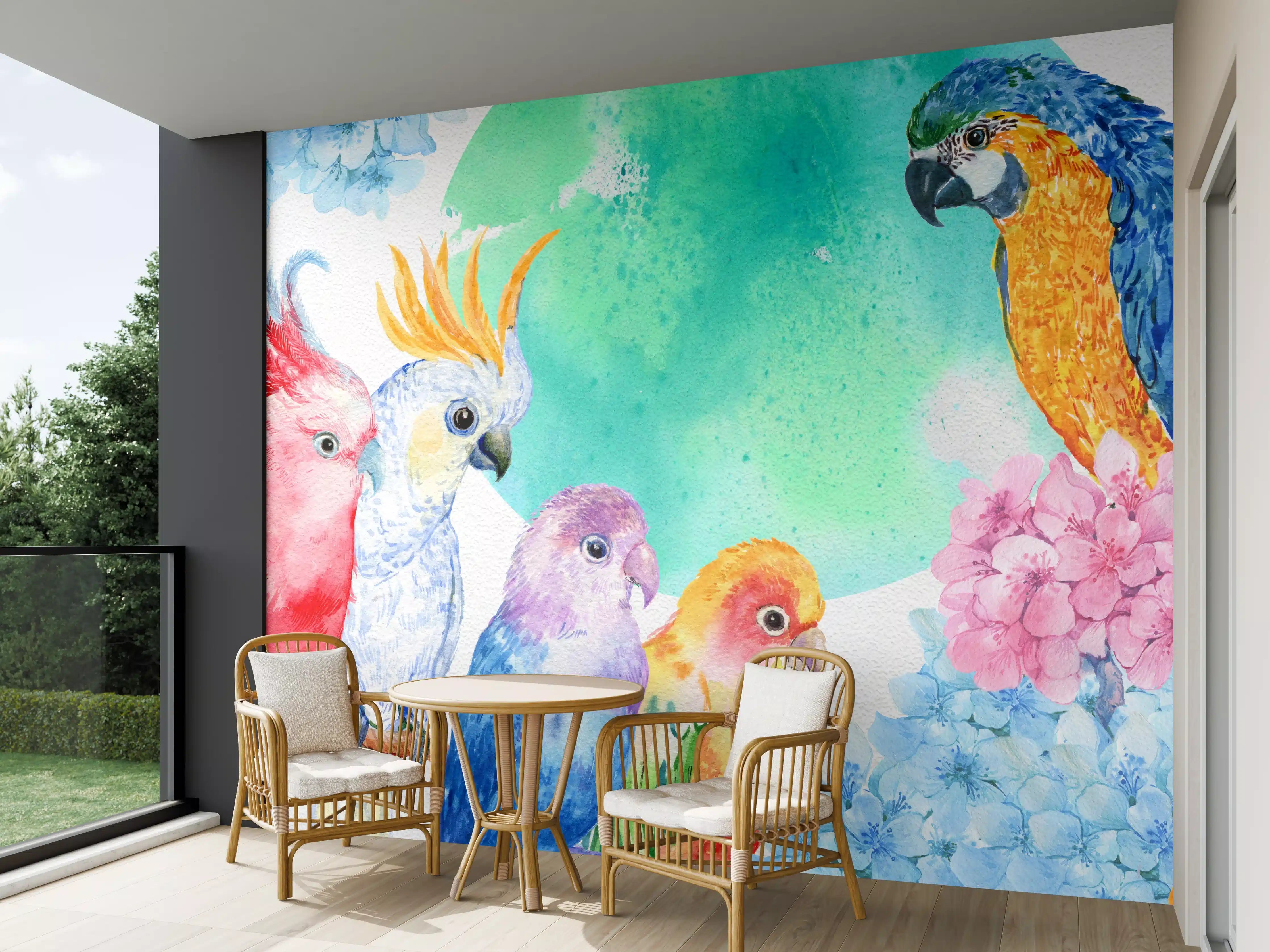 Wandverkleidung außen - Papagei Aquarell - exotisch