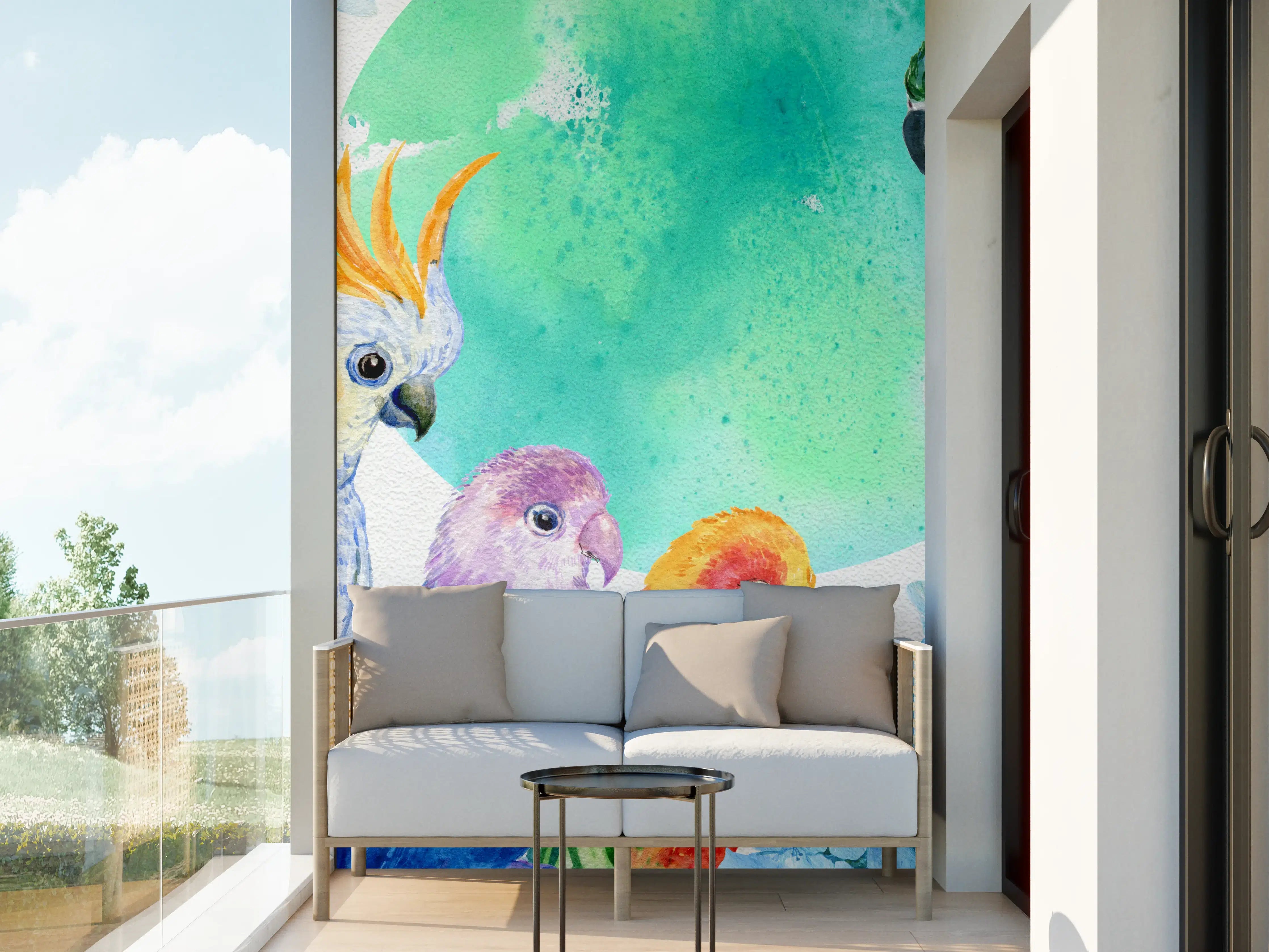 Wandverkleidung außen - Papagei Aquarell - exotisch