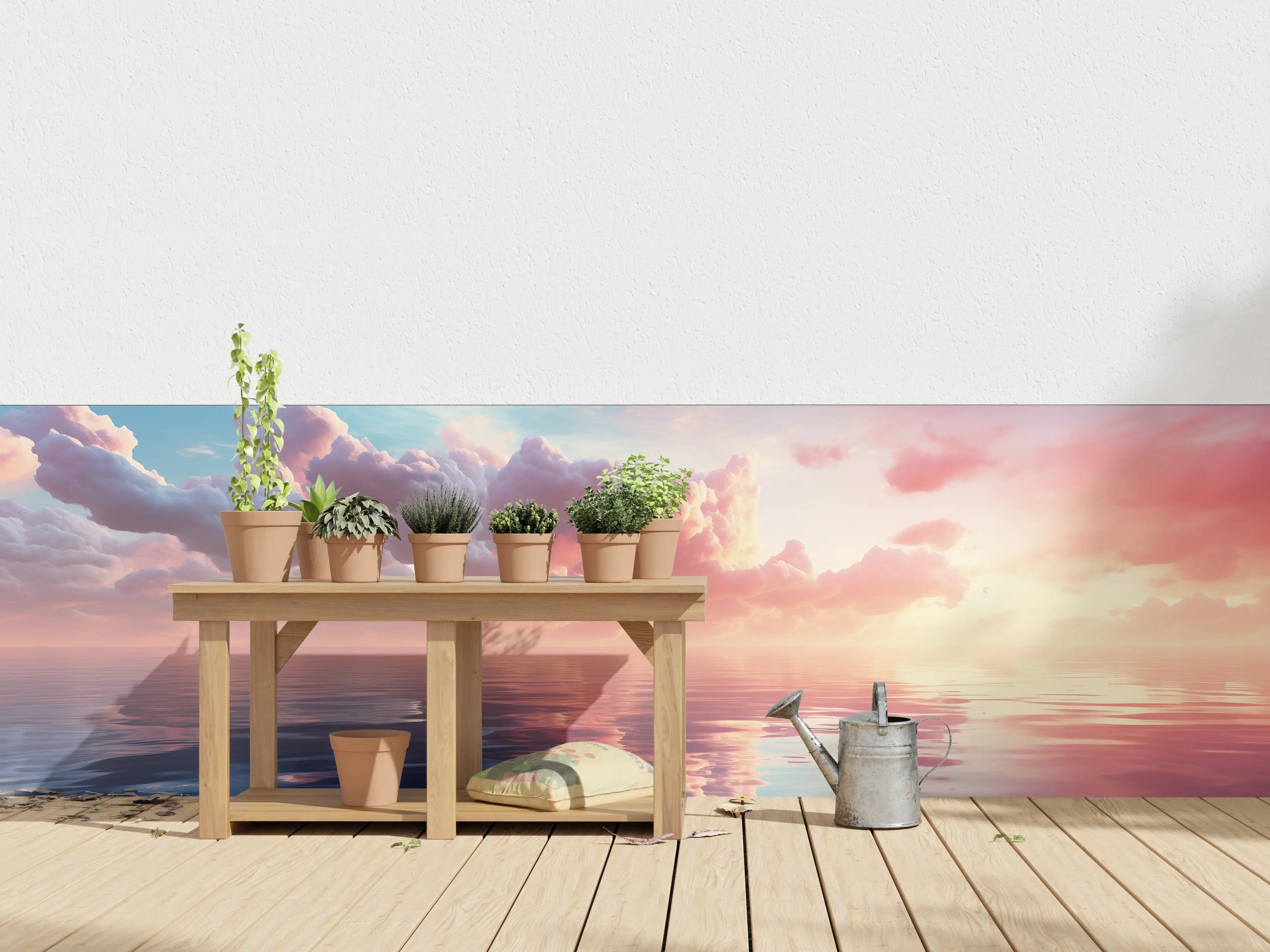 Wandverkleidung außen - Pastell-Sonnenuntergang über Meer