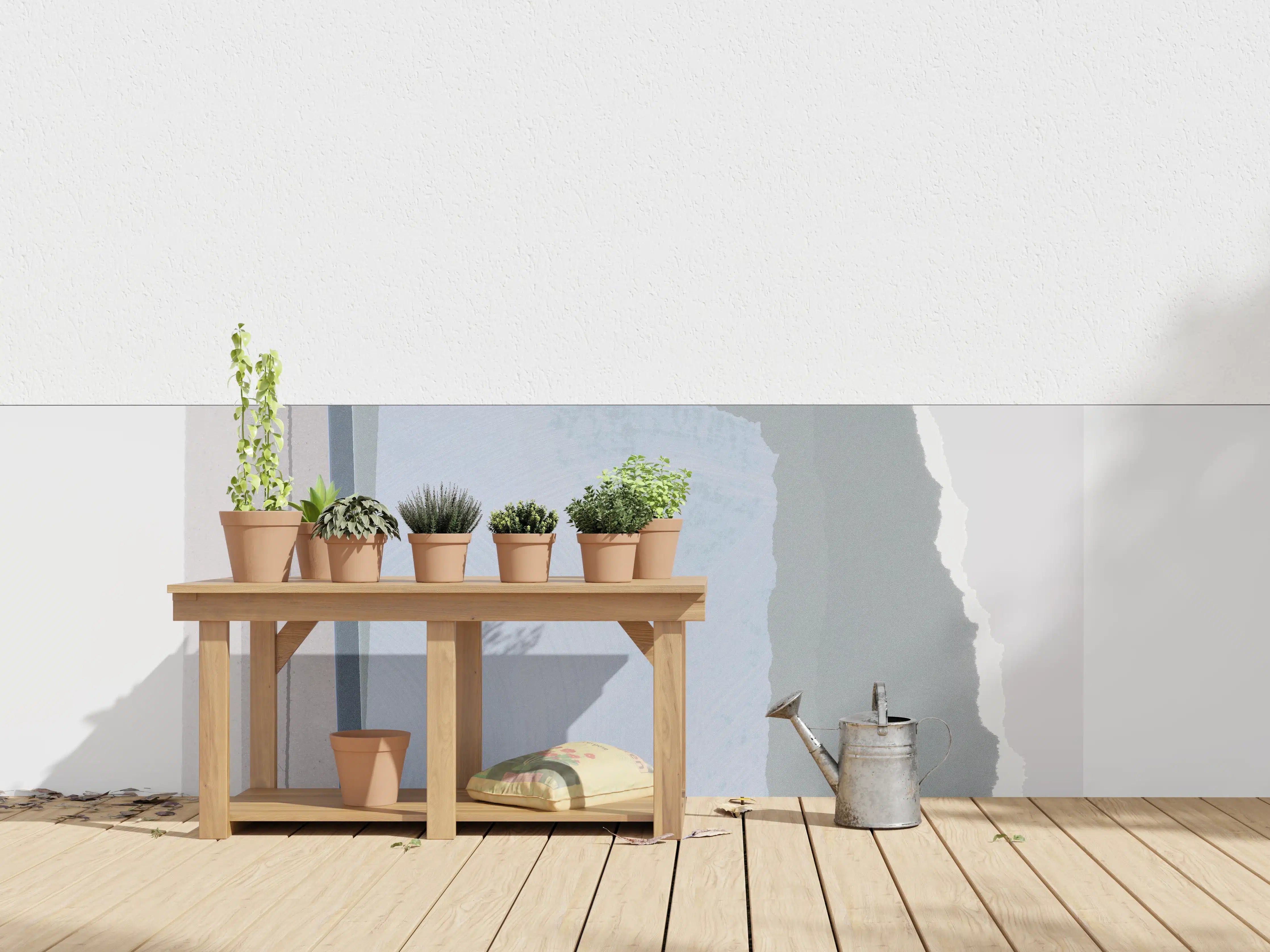 Wandverkleidung außen - Pastellfarbene Collage mit geometrischen Formen