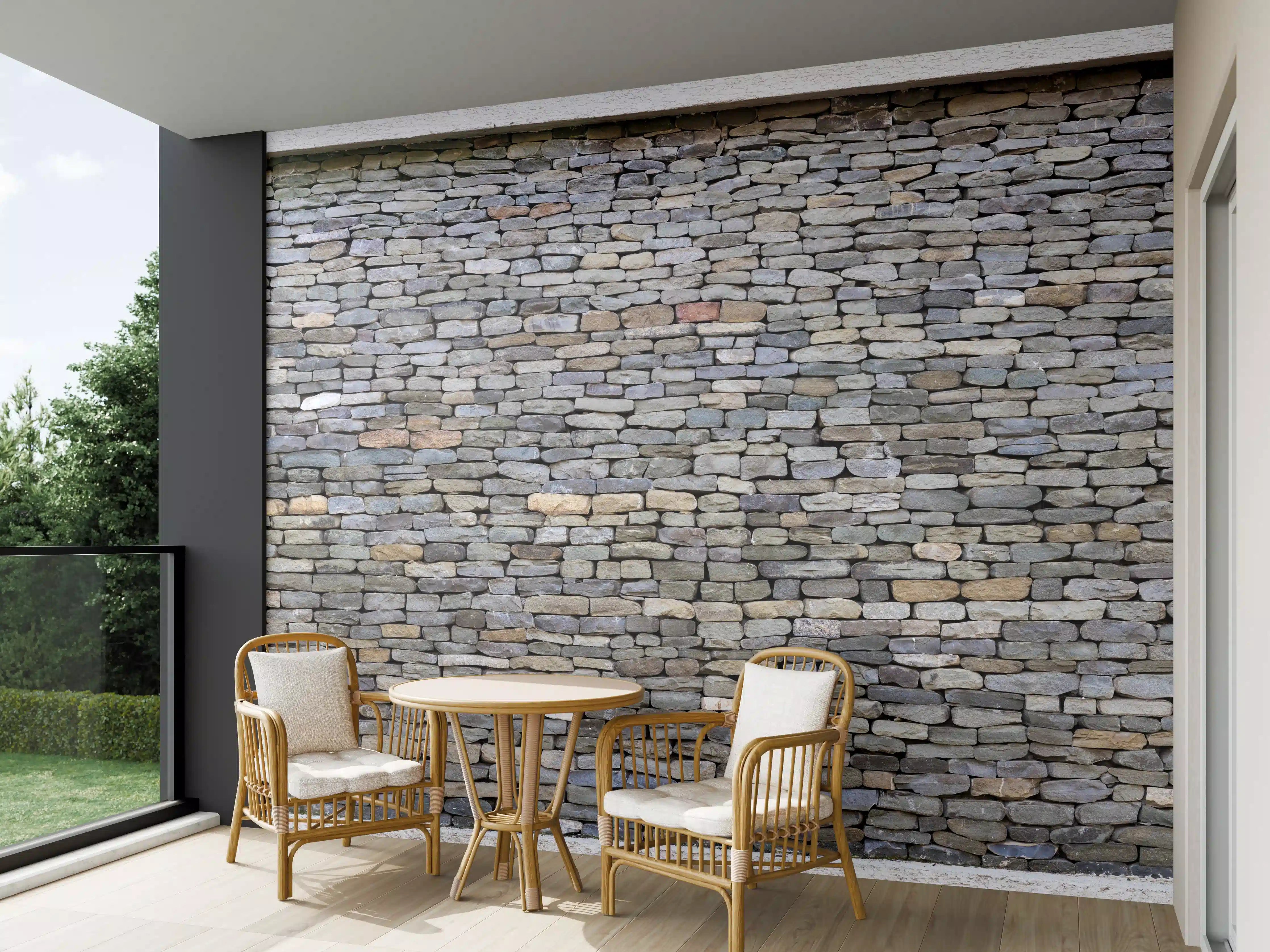 Wandverkleidung außen - Pastellfarbene Steinmauer