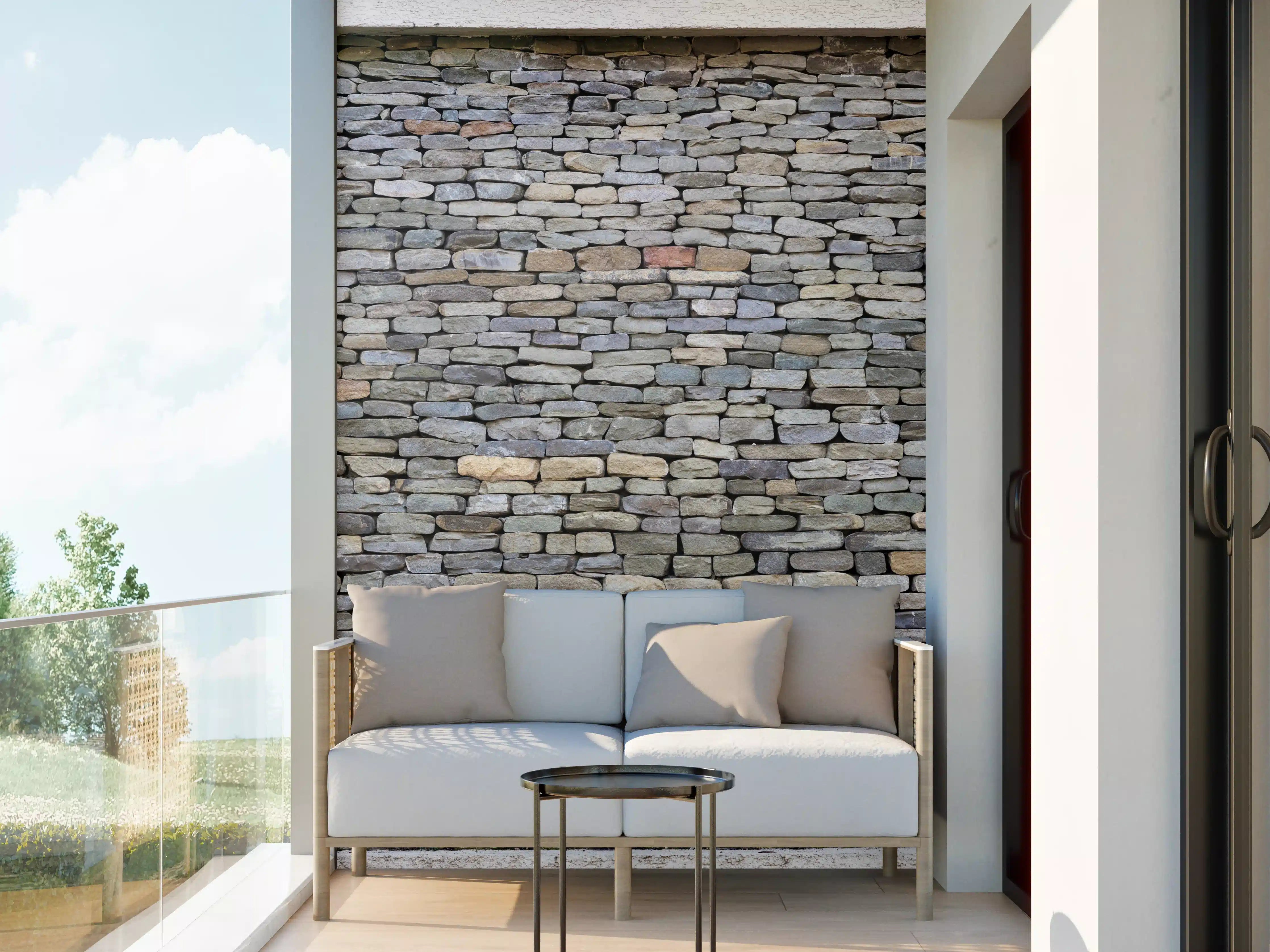 Wandverkleidung außen - Pastellfarbene Steinmauer