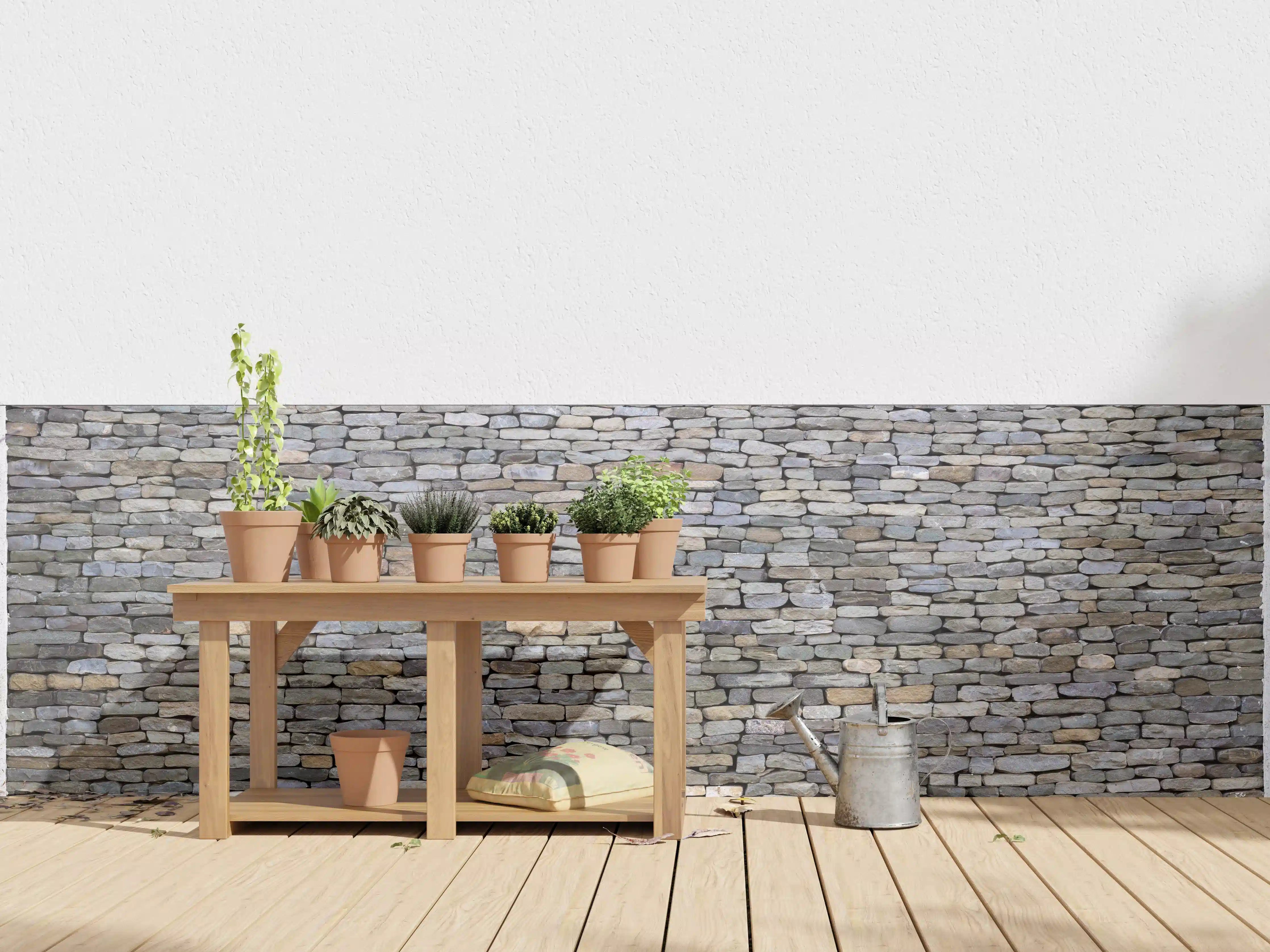 Wandverkleidung außen - Pastellfarbene Steinmauer