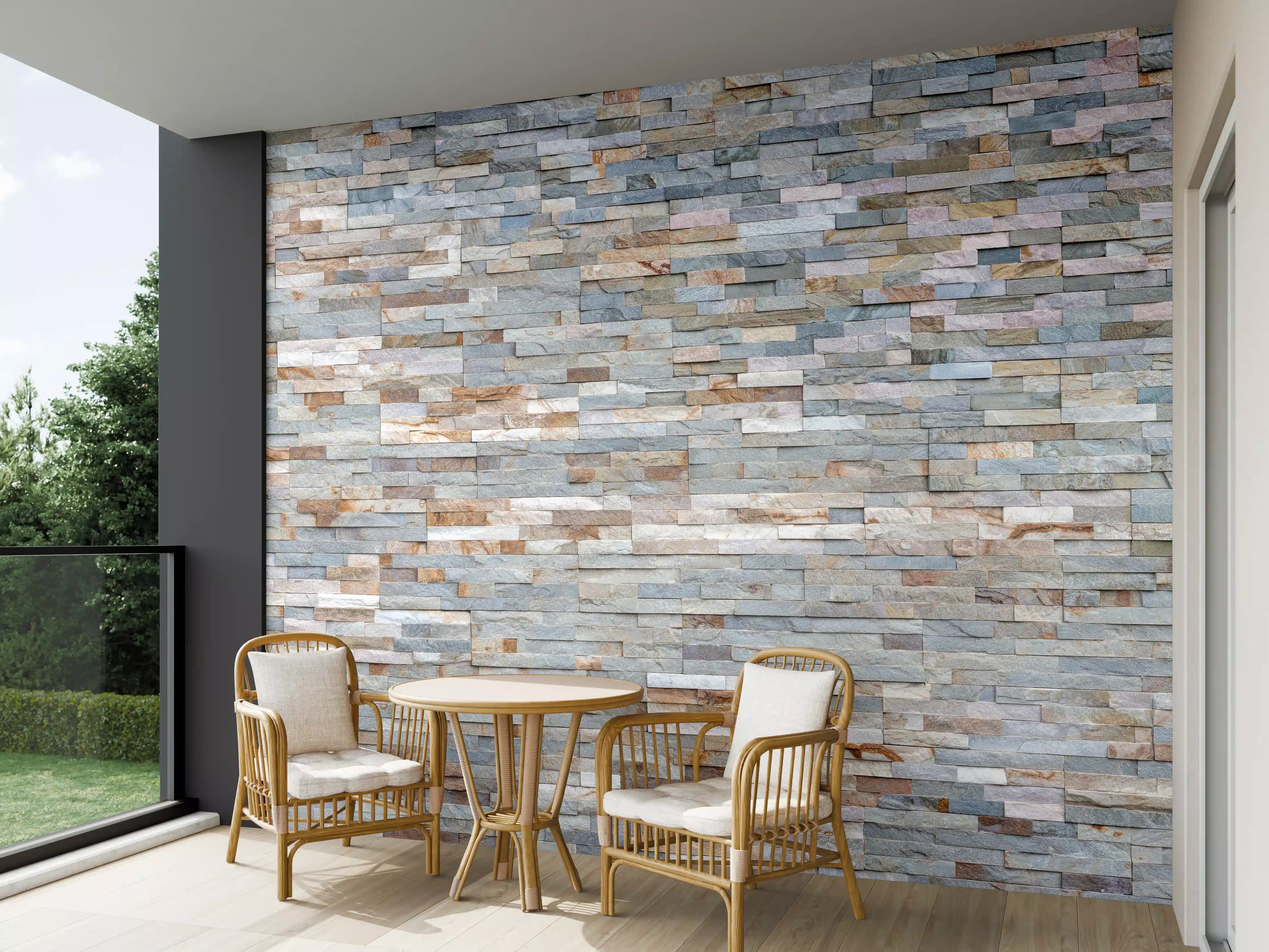 Wandverkleidung außen - Pastellfarbige Schieferstein Textur