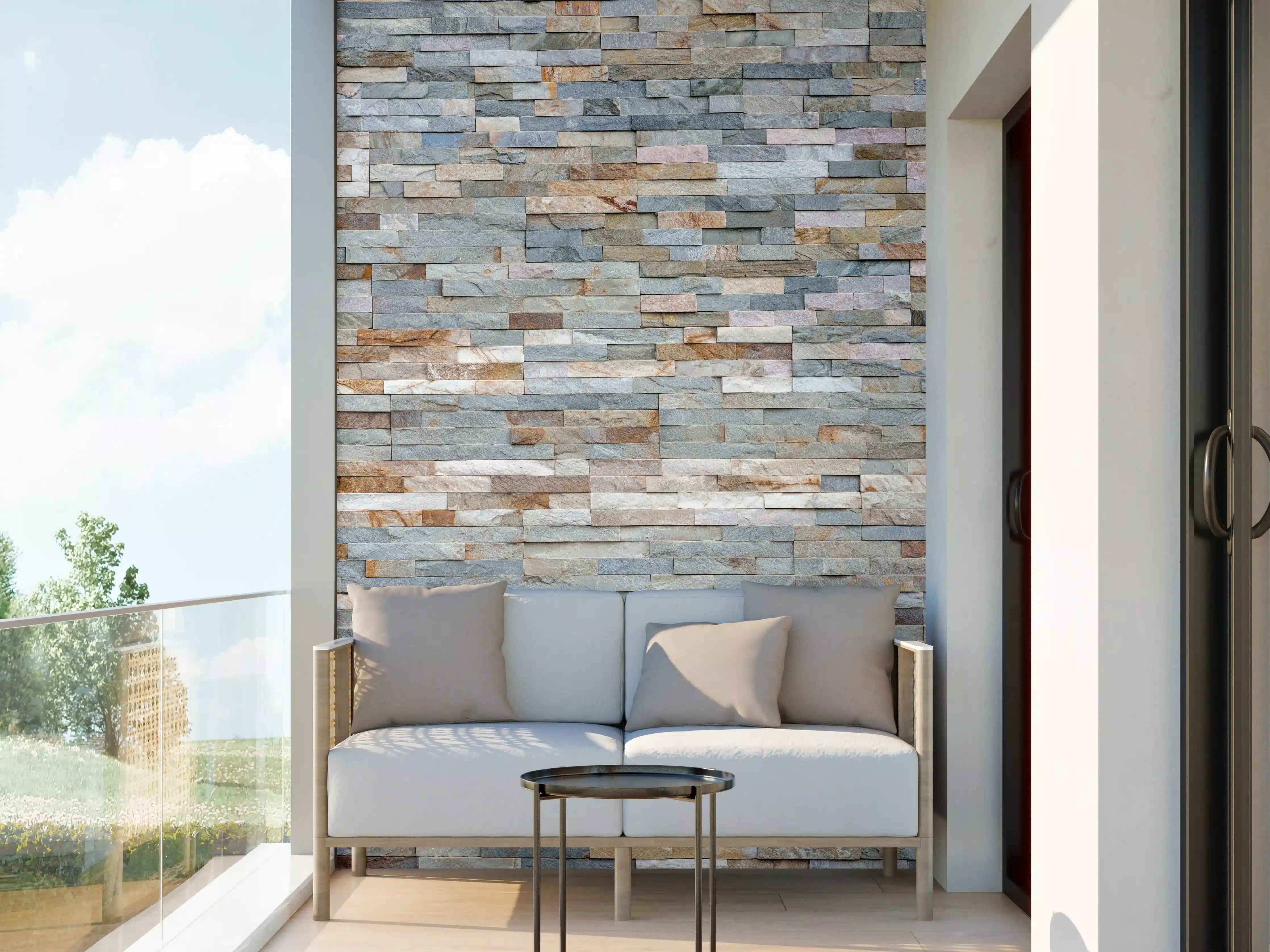 Wandverkleidung außen - Pastellfarbige Schieferstein Textur