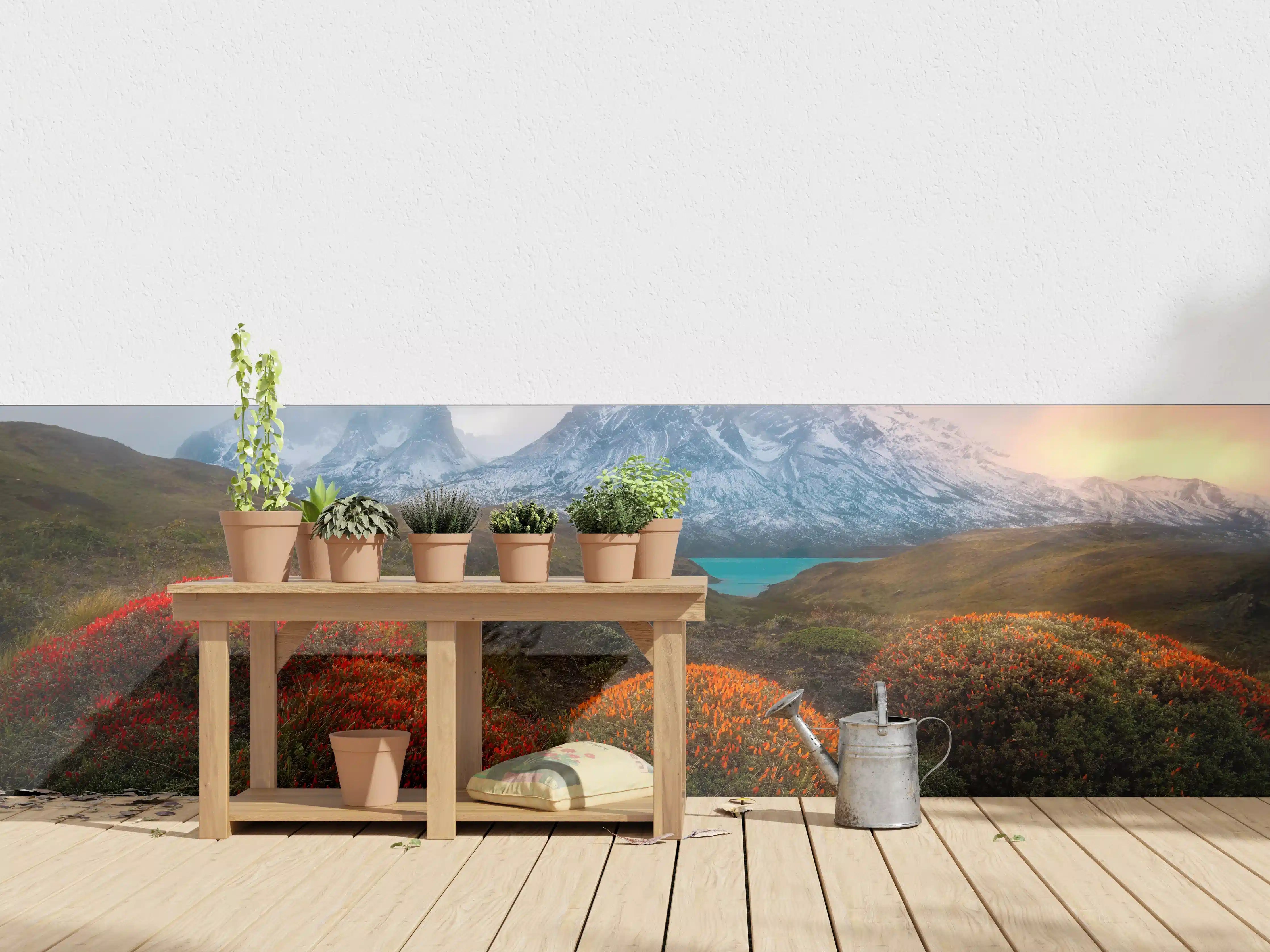 Wandverkleidung außen - Patagonia Bergpanorama im Frühling
