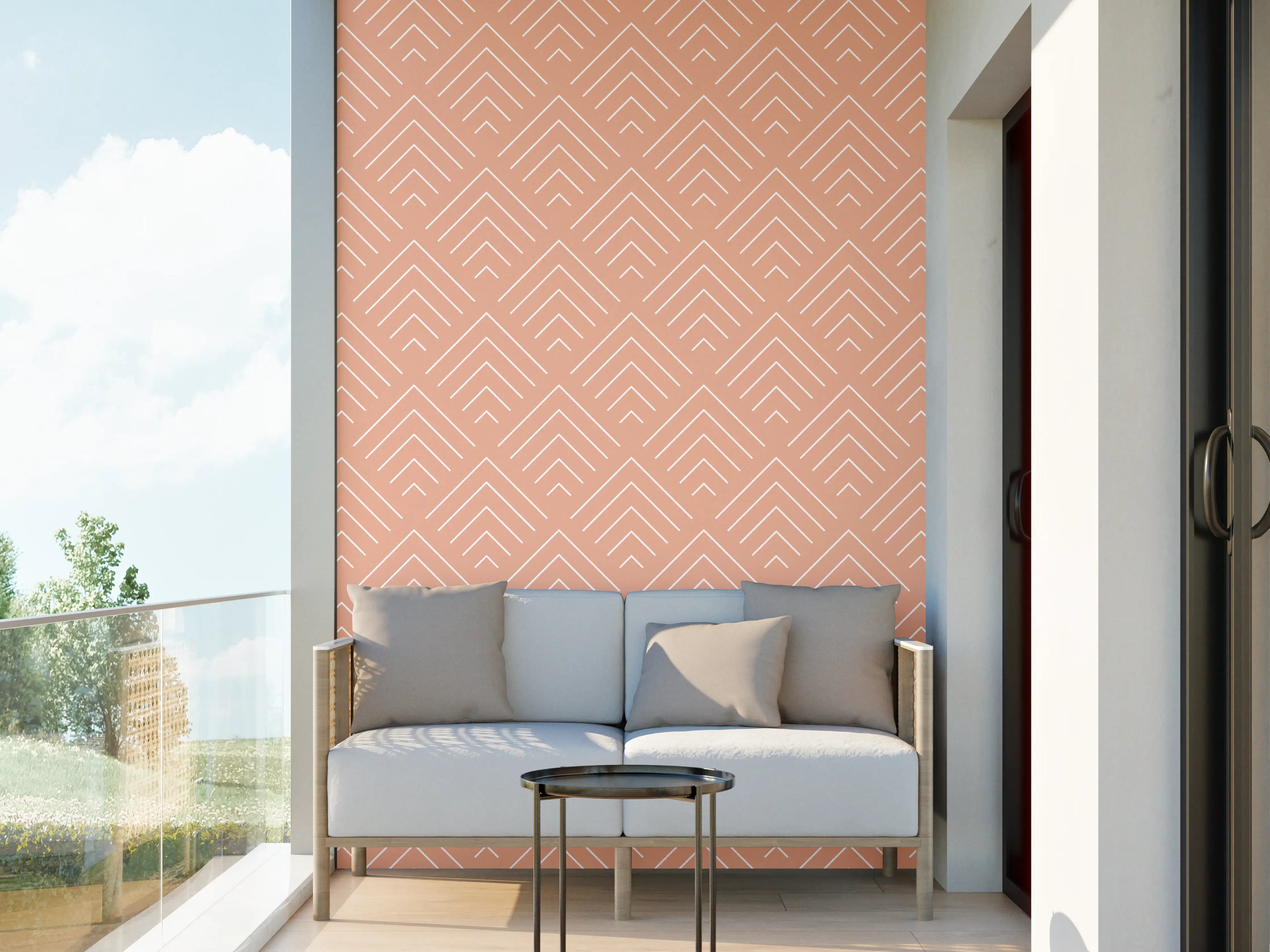 Wandverkleidung außen - Peachfarbene geometrische Musterwandverkleidung