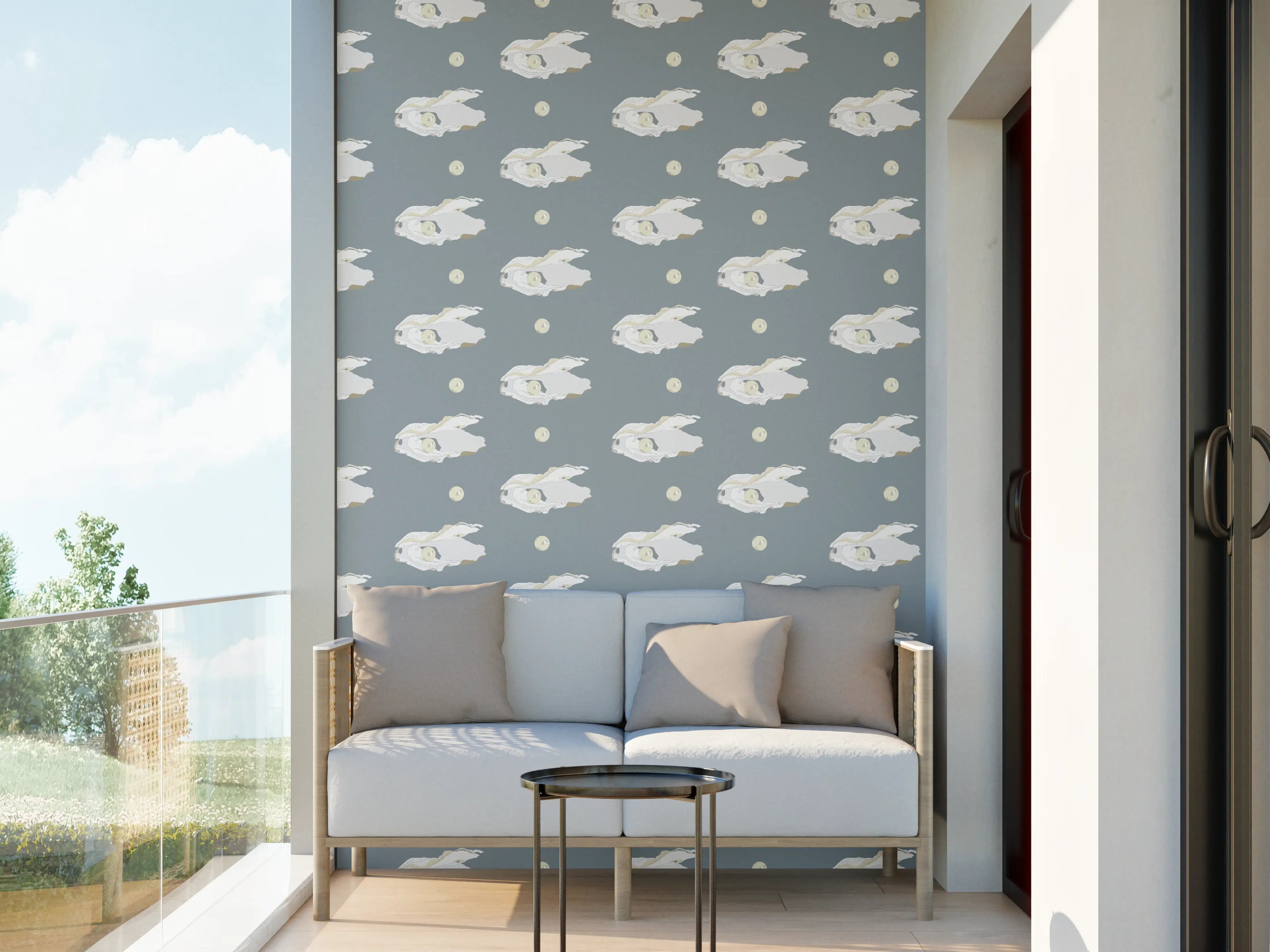 Wandverkleidung außen - Perlen-Muschelmuster Grau