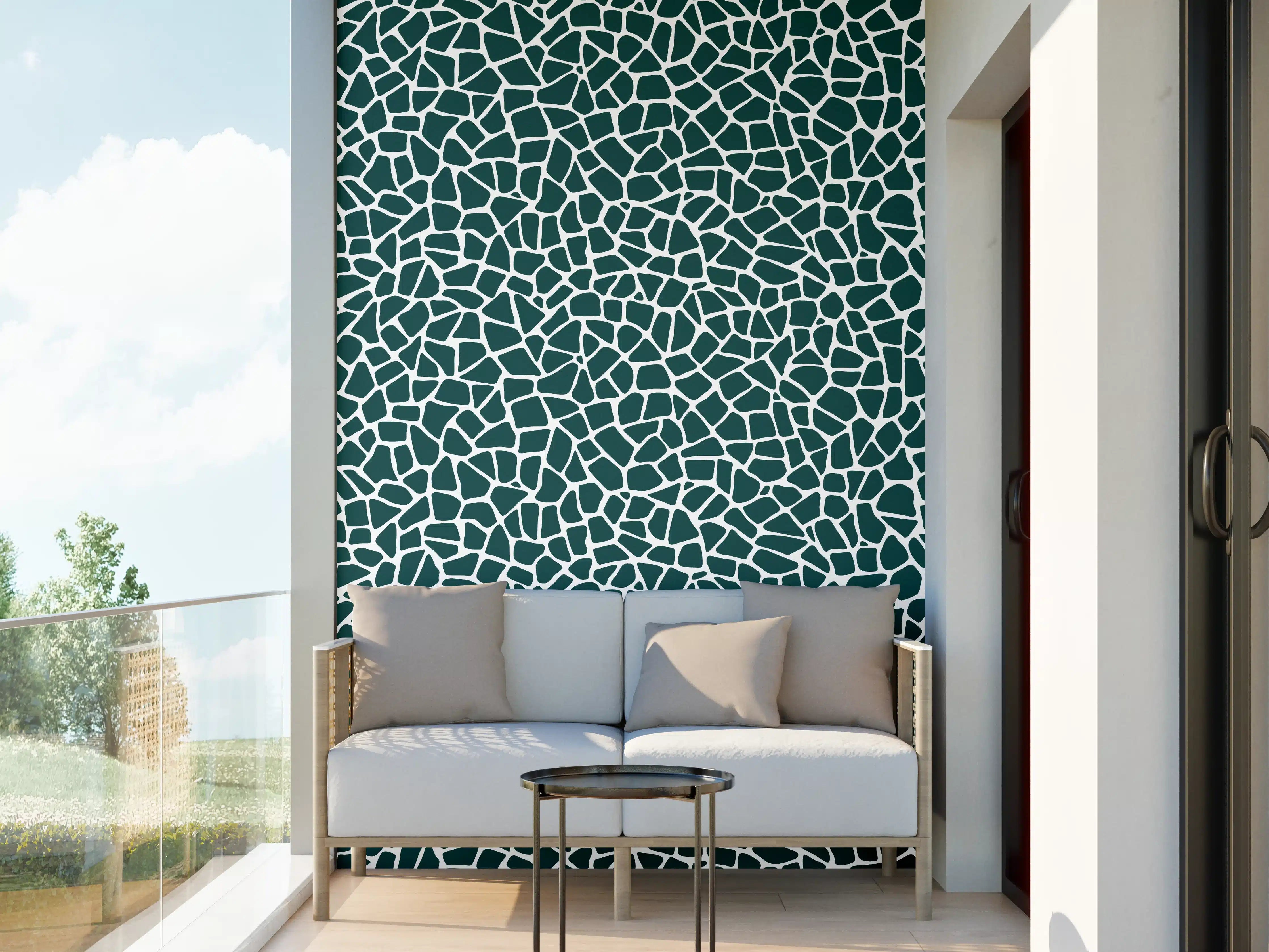 Wandverkleidung außen - Petrolgrüne Fliesen mit strukturierter Oberfläche