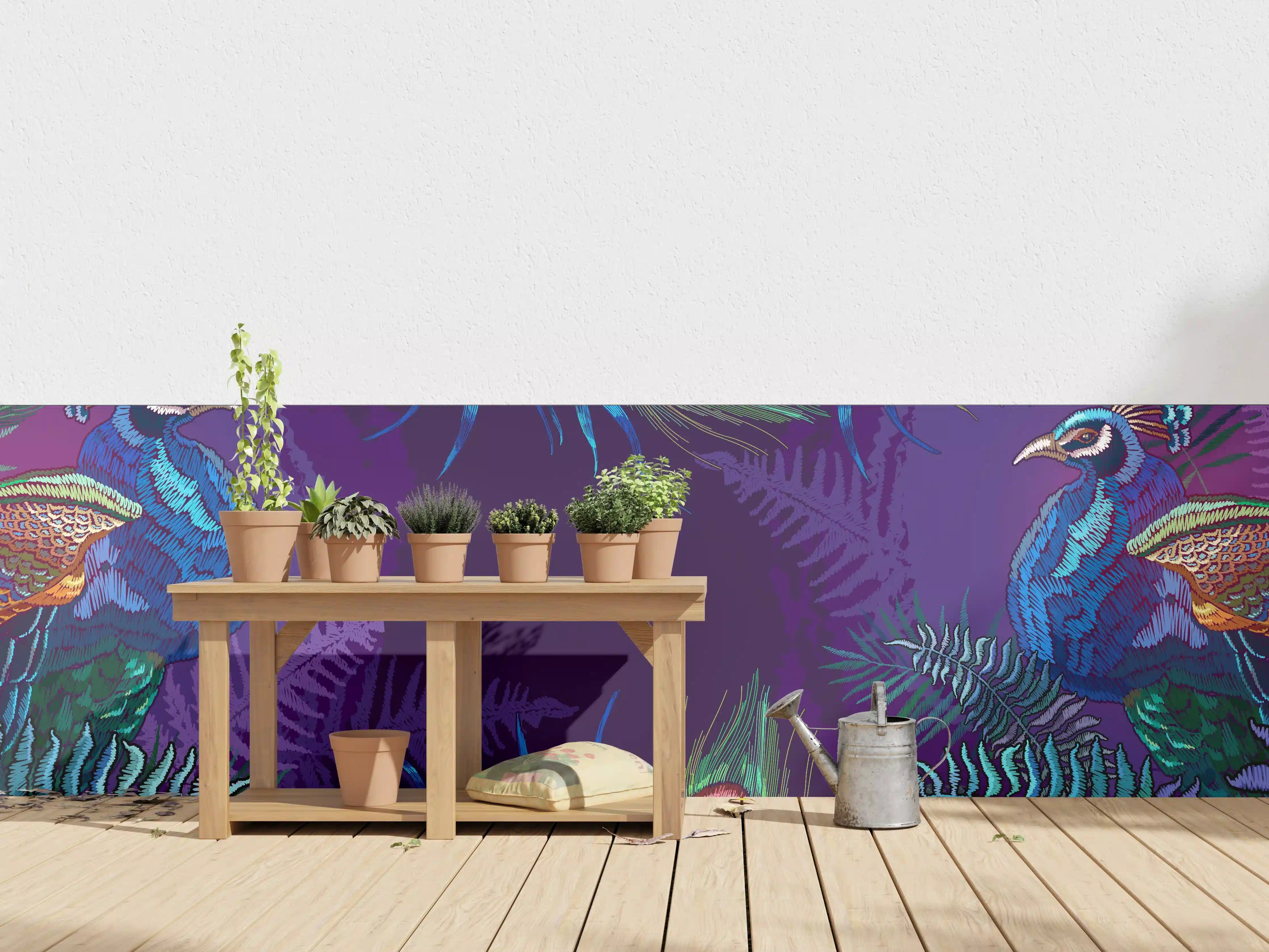 Wandverkleidung außen - Pfau - Stickmuster