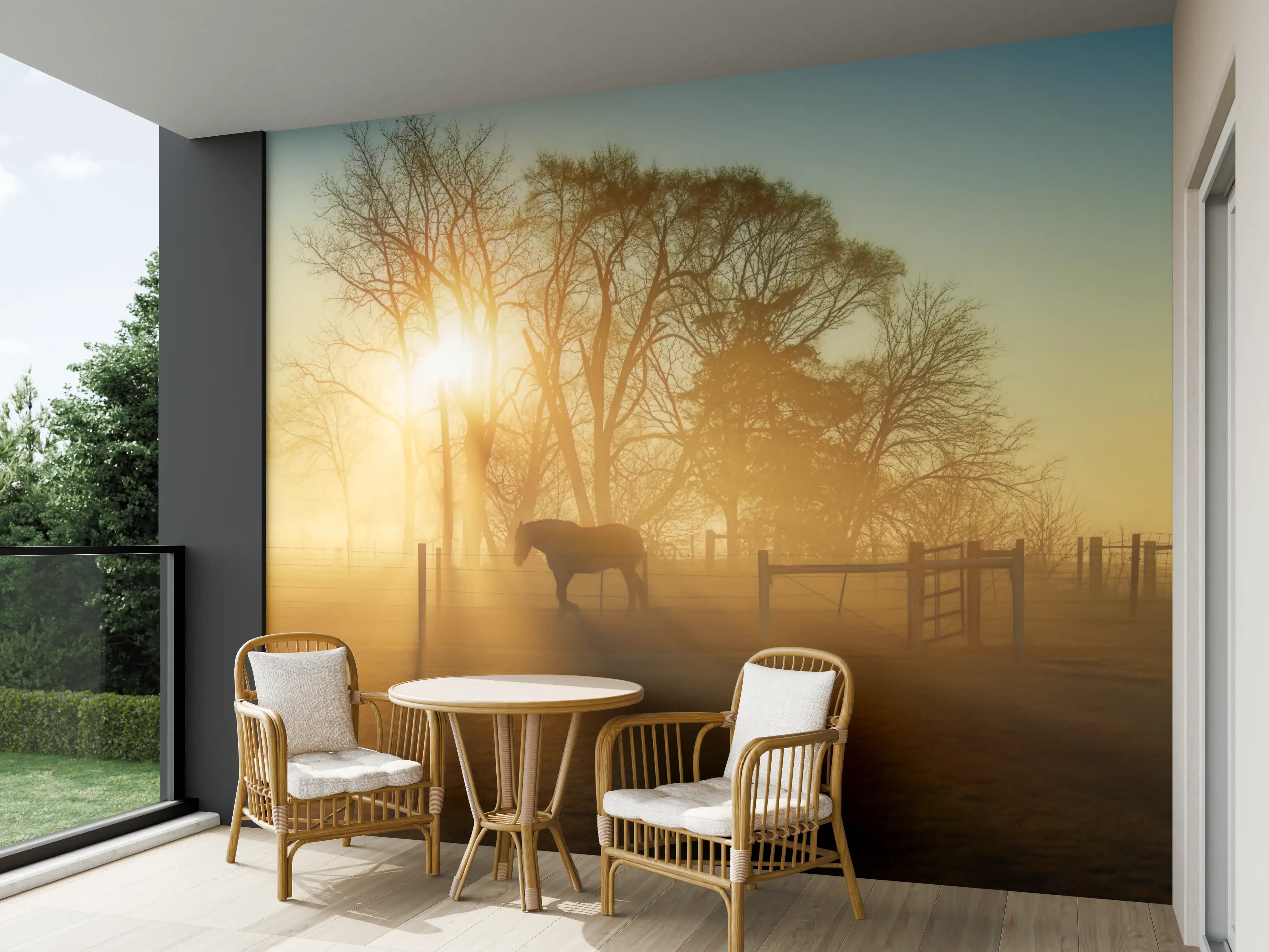 Wandverkleidung außen - Pferd in der Morgendämmerung