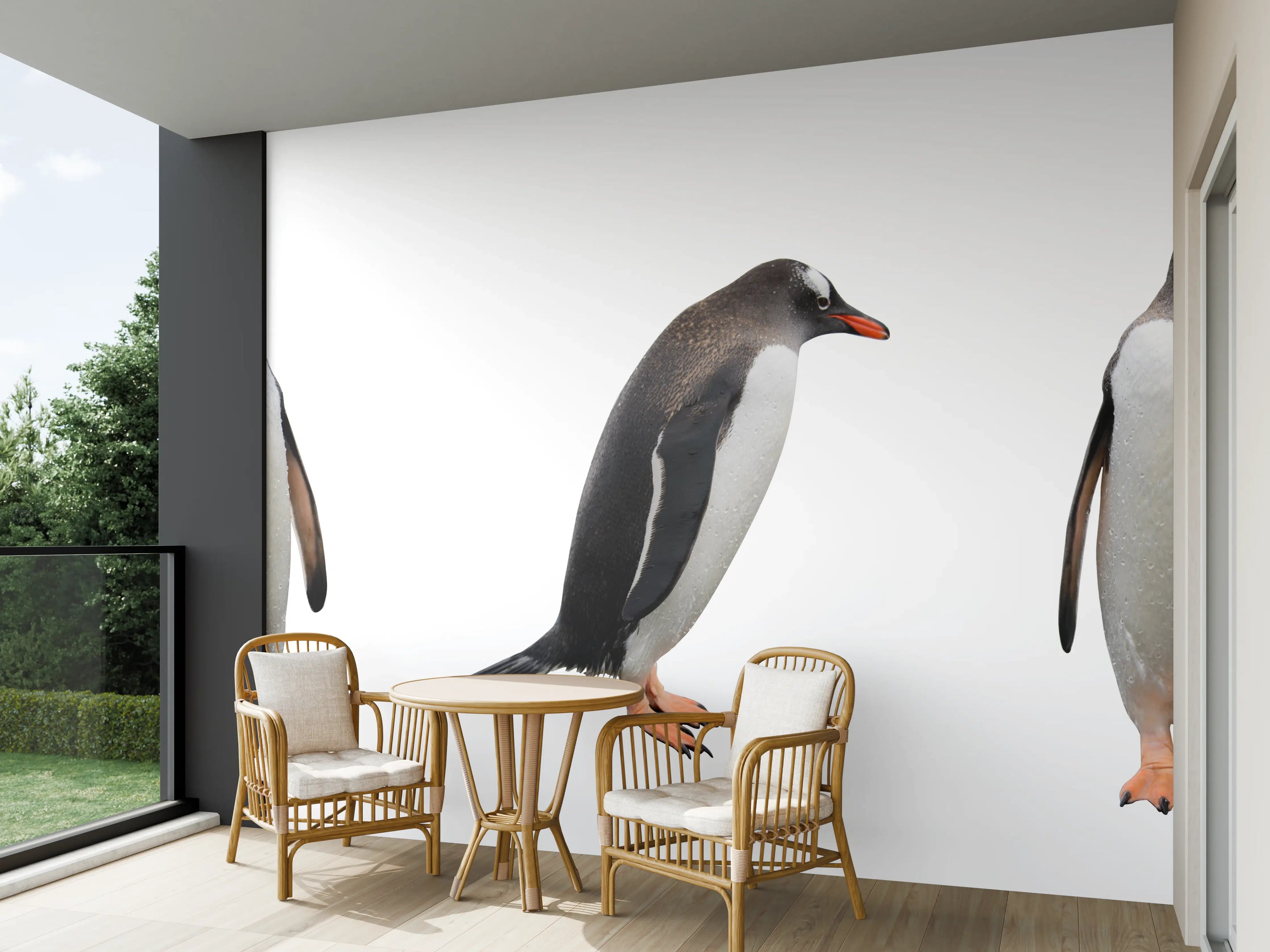 Wandverkleidung außen - Pinguine auf weißem Hintergrund