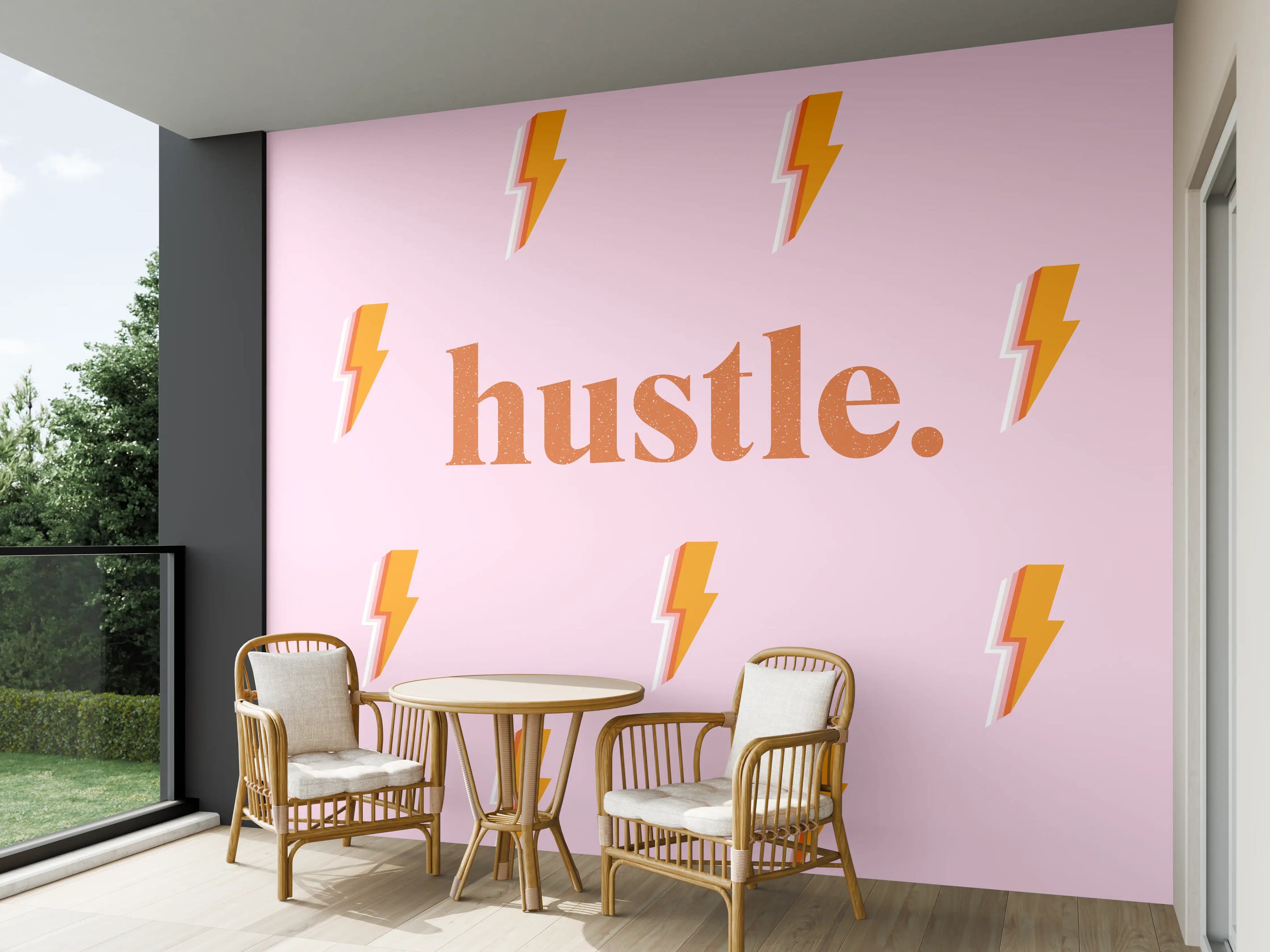 Wandverkleidung außen - Pink-Orange Blitz-Muster Poster