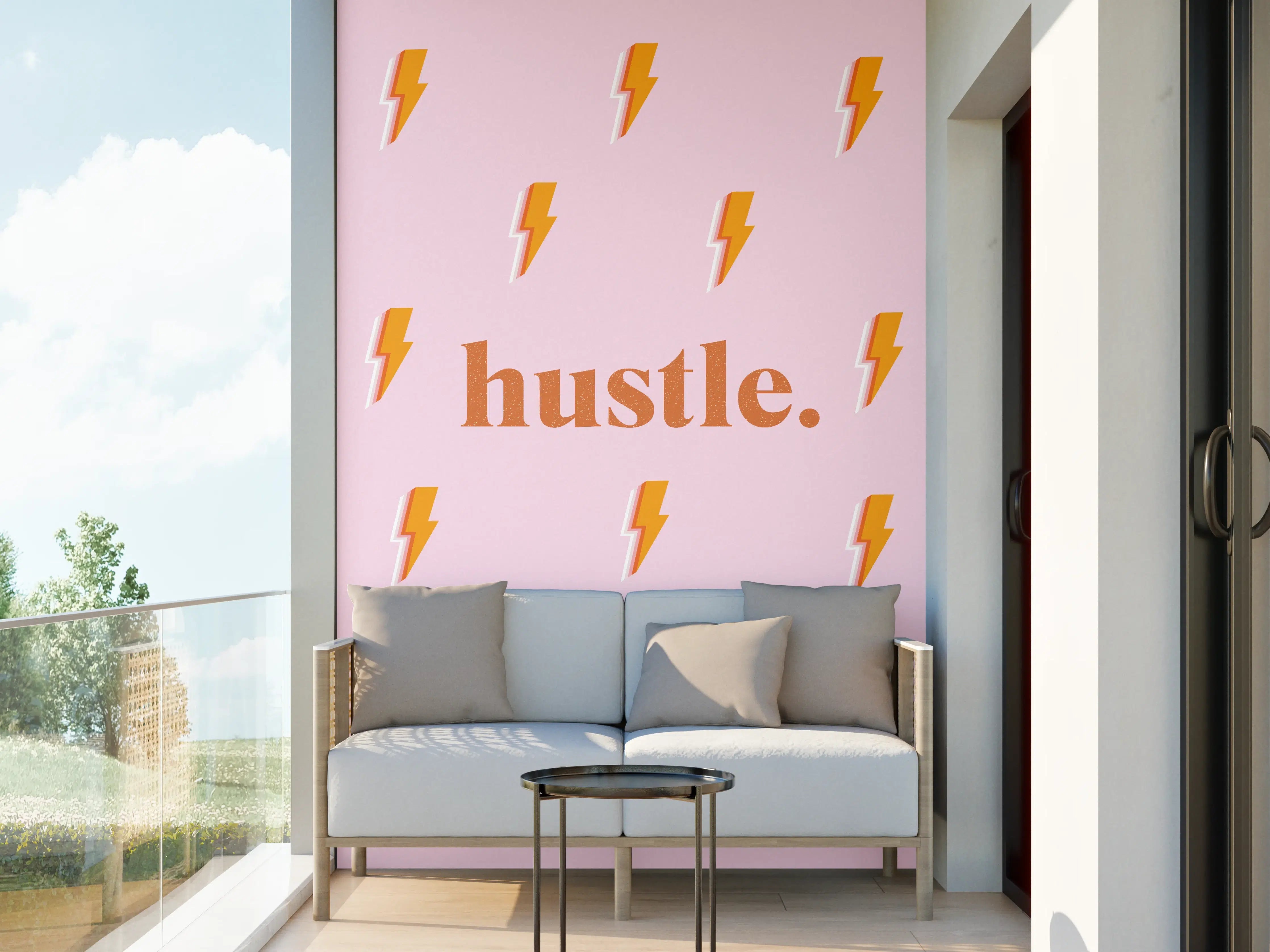 Wandverkleidung außen - Pink-Orange Blitz-Muster Poster