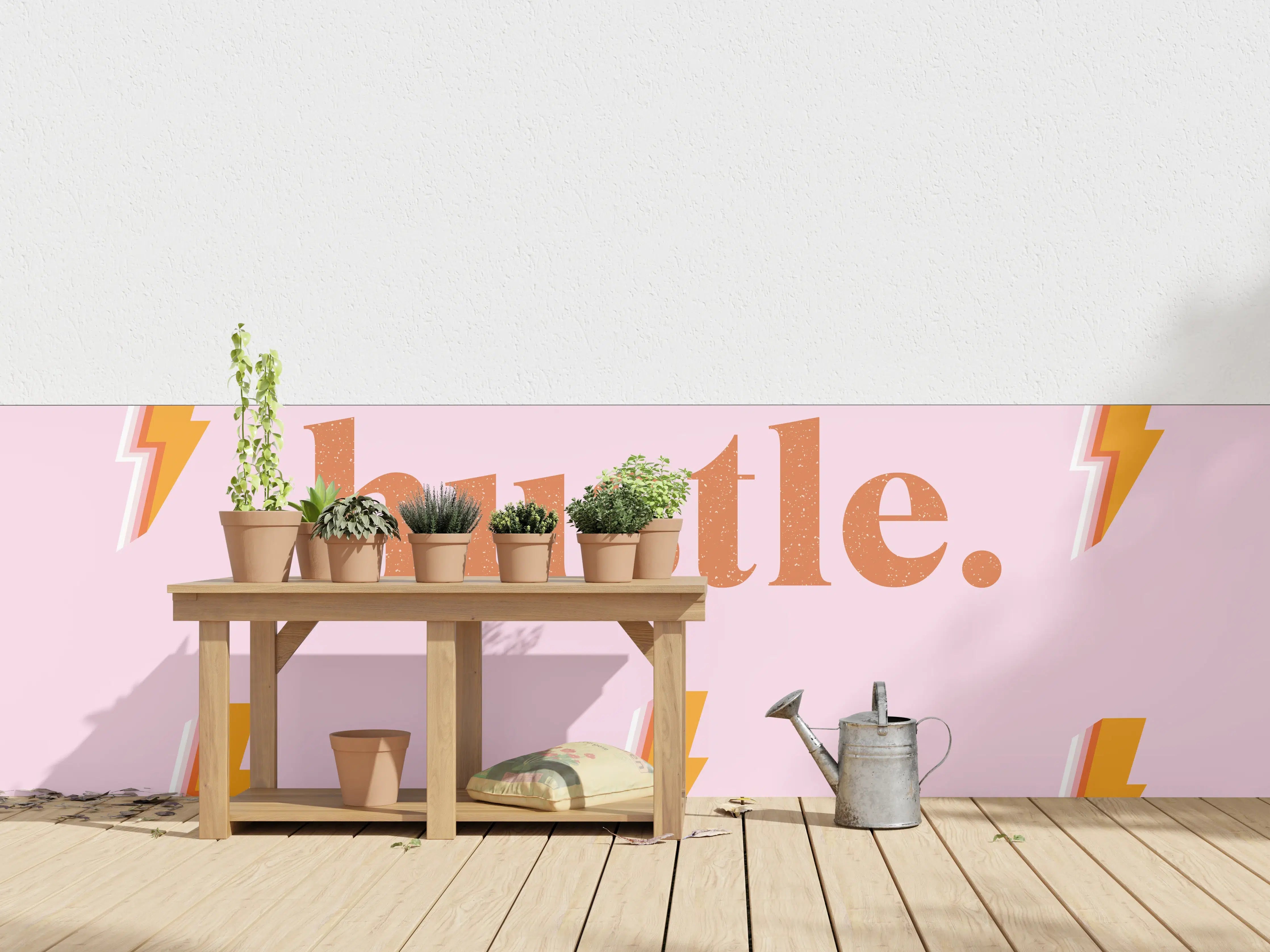 Wandverkleidung außen - Pink-Orange Blitz-Muster Poster