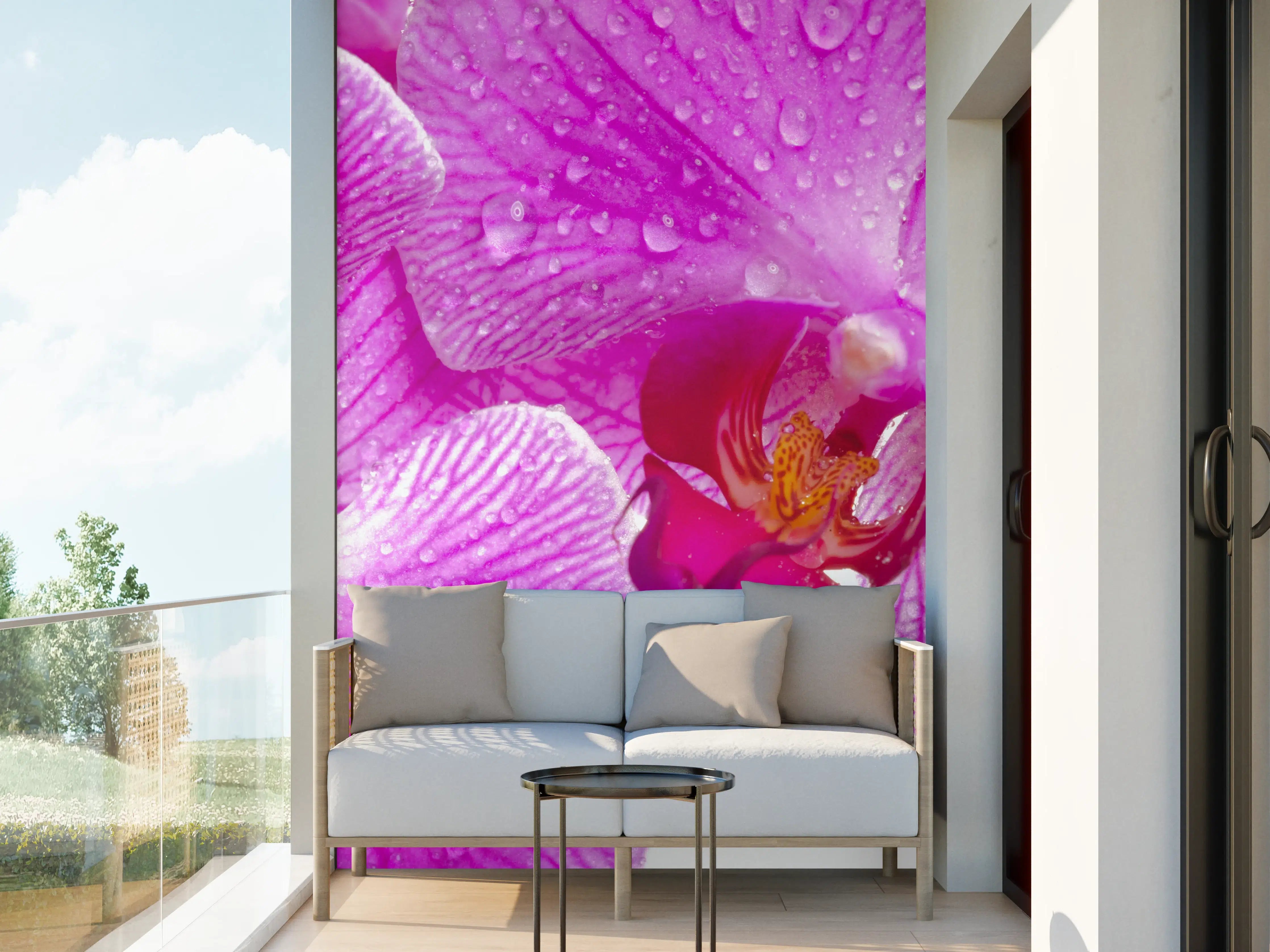Wandverkleidung außen - Pinke Orchideen