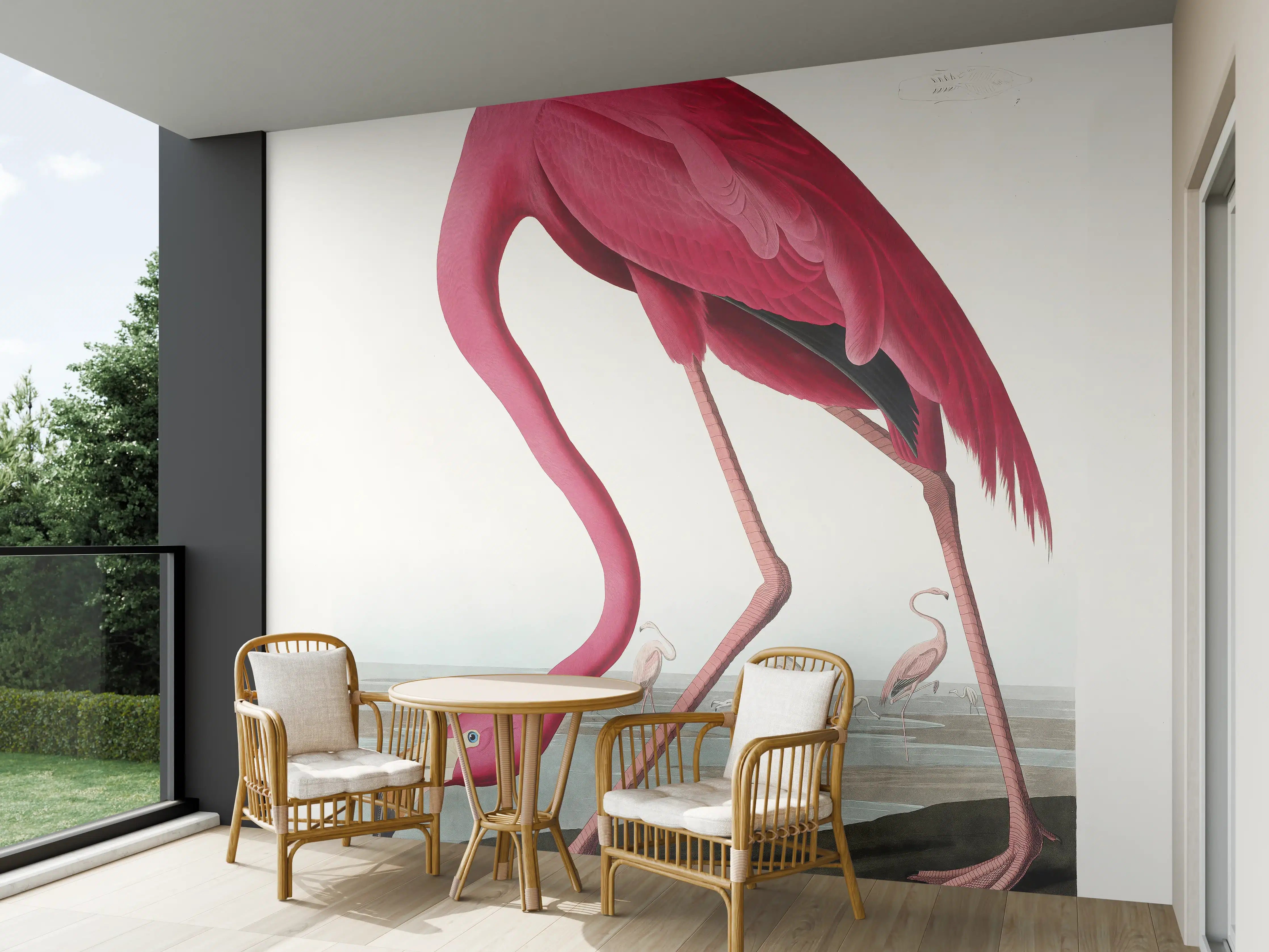 Wandverkleidung außen - Pinker Flamingo - John James Audubon