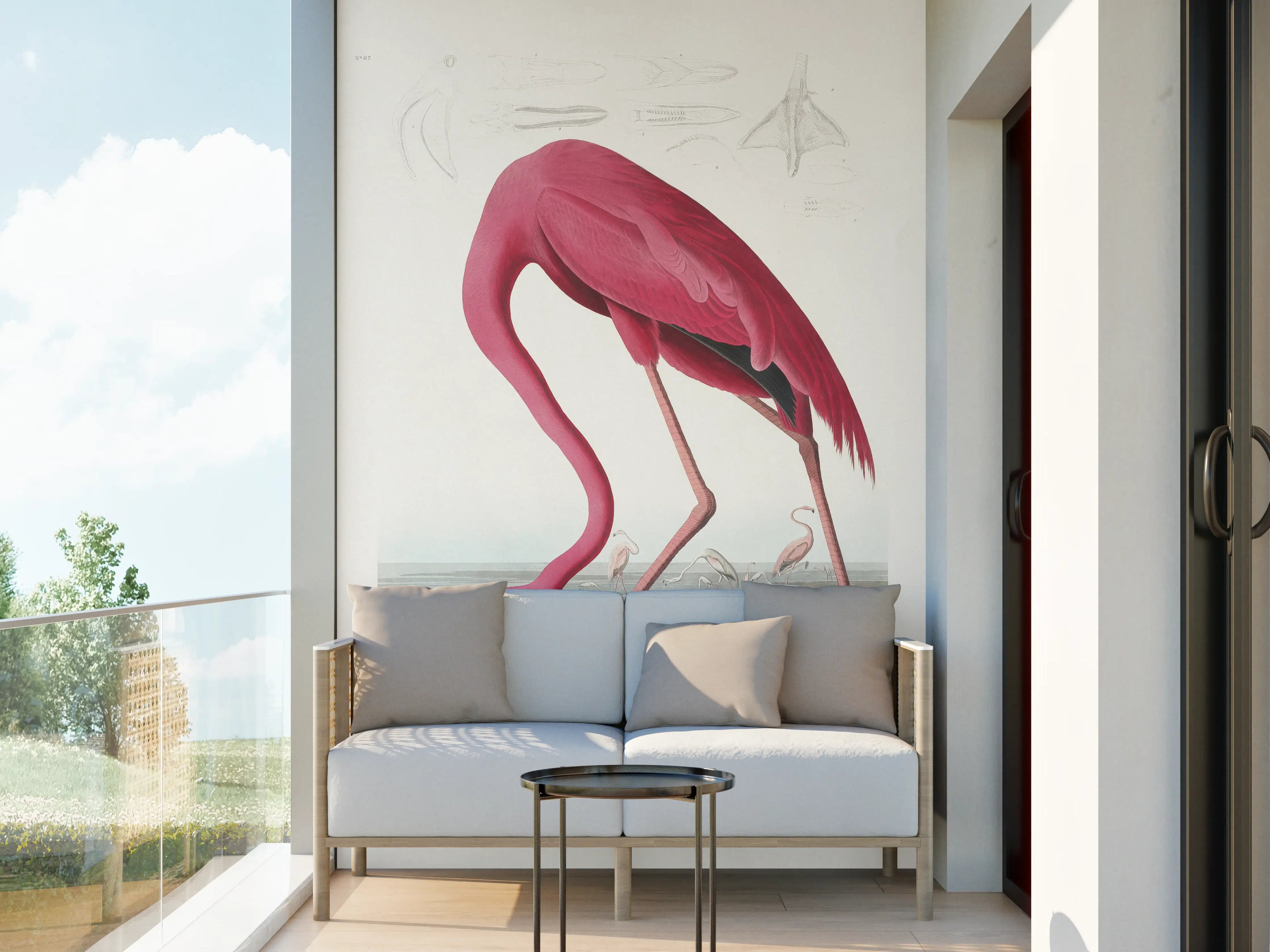 Wandverkleidung außen - Pinker Flamingo - John James Audubon