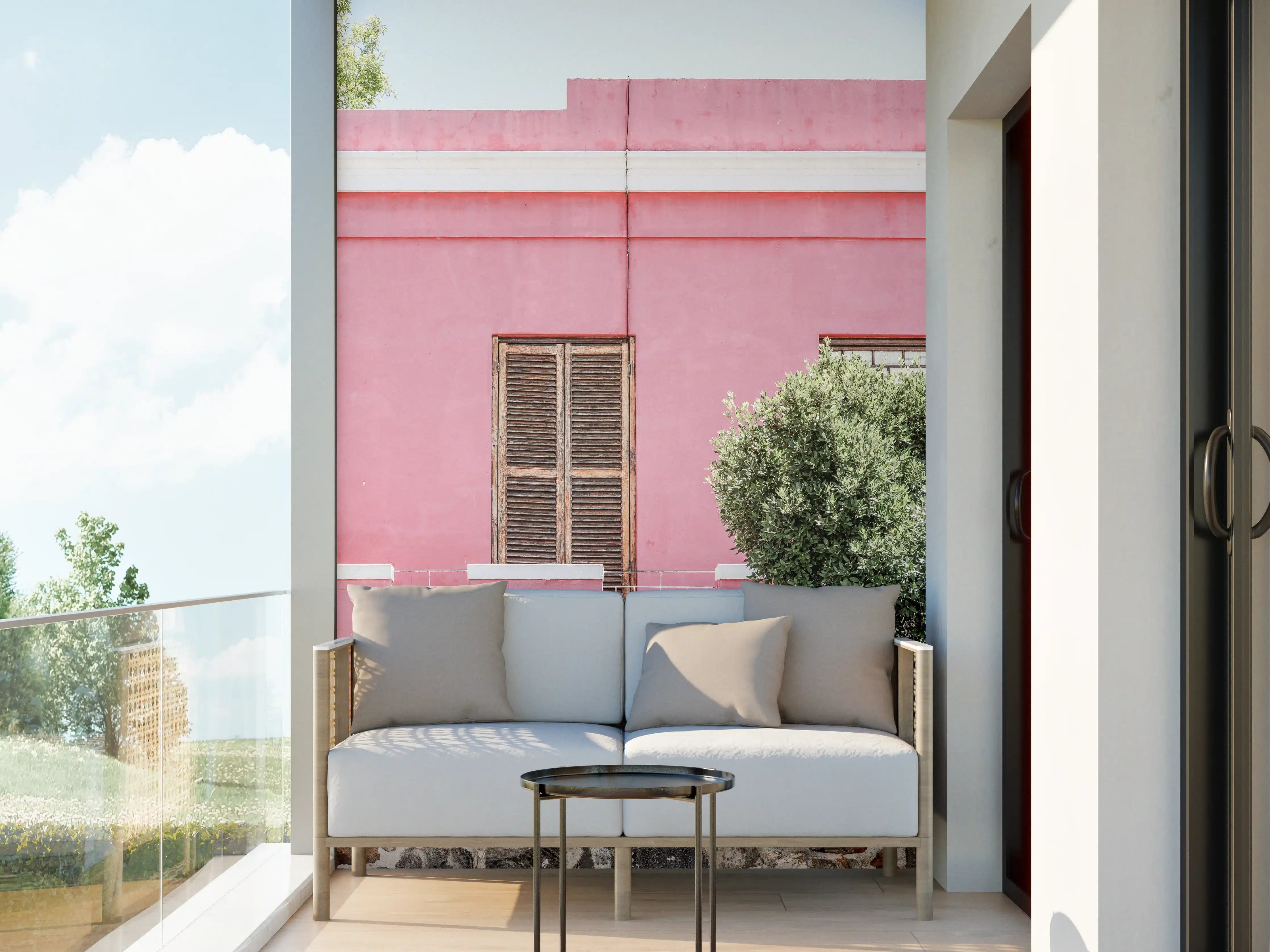 Wandverkleidung außen - Pinkfarbene Hausfassade Urban