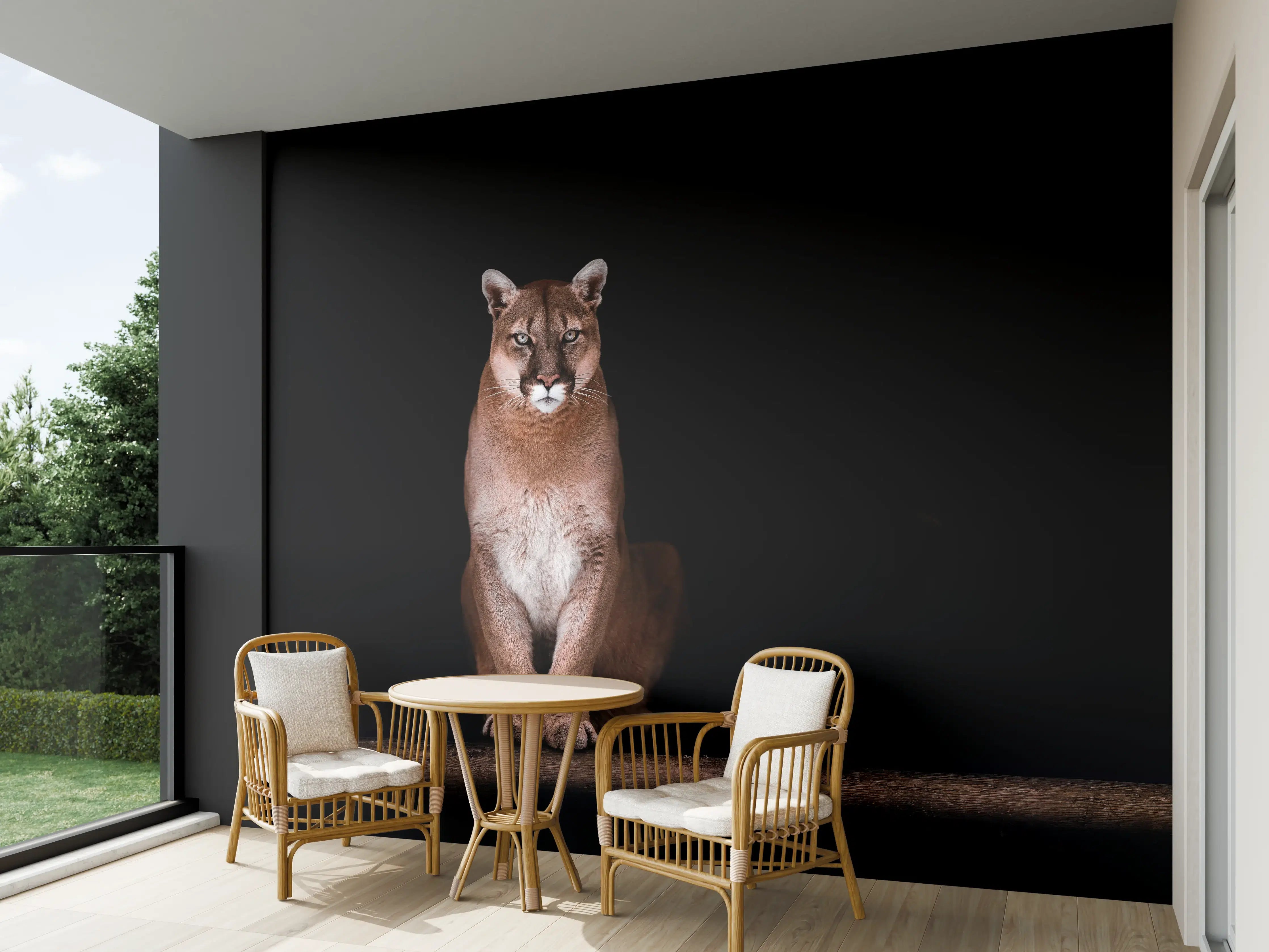 Wandverkleidung außen - Porträt des schönen Pumas